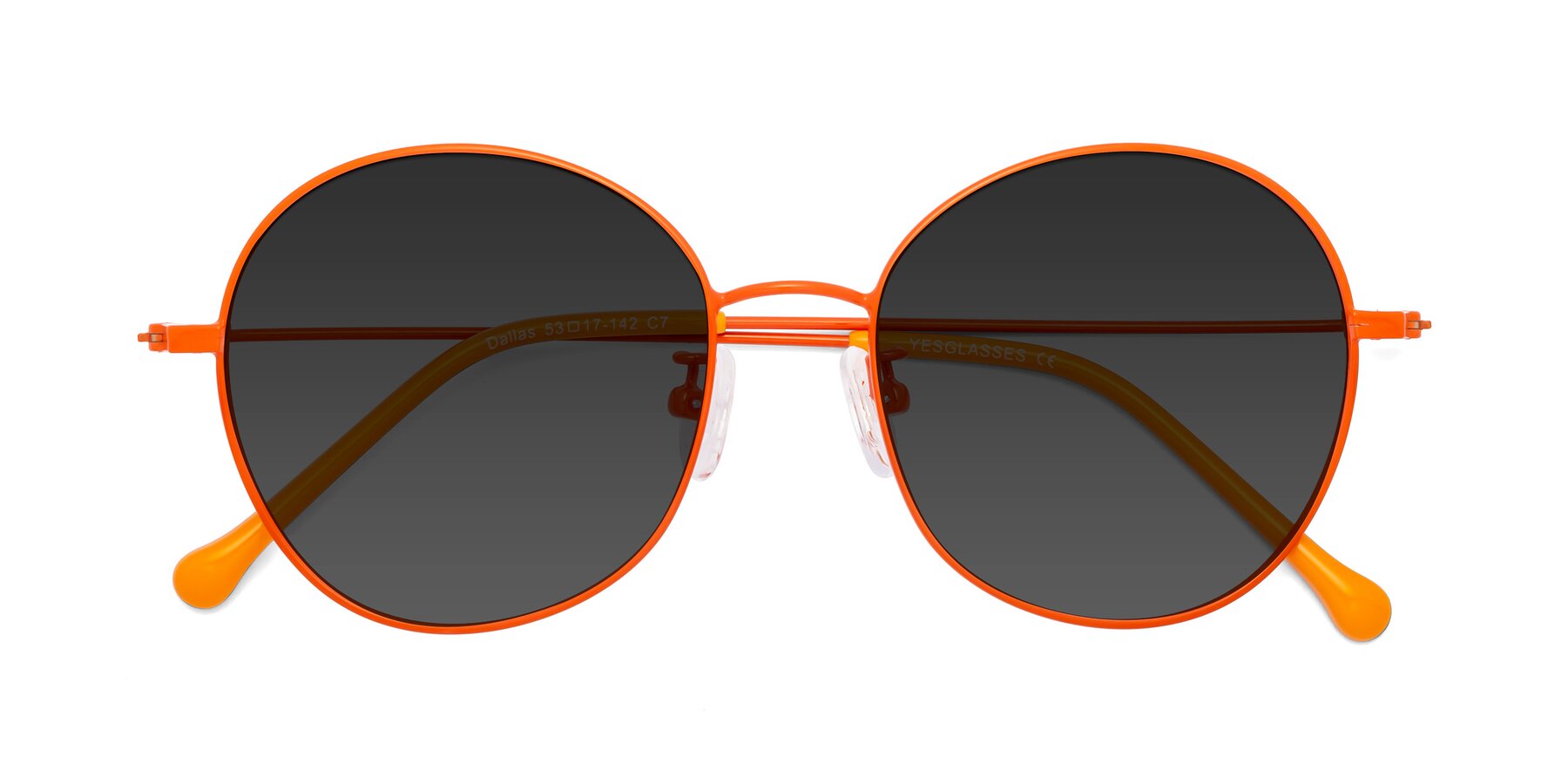 Folded Front of Dallas in Orange with Gray Tinted Lenses