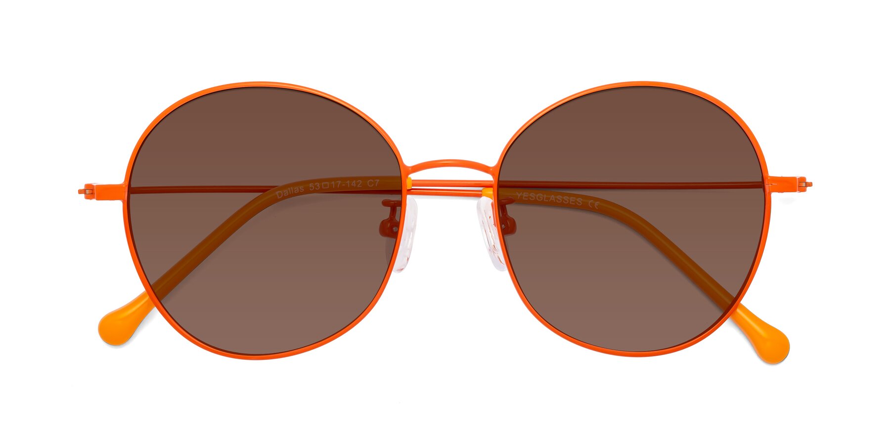 Folded Front of Dallas in Orange with Brown Tinted Lenses