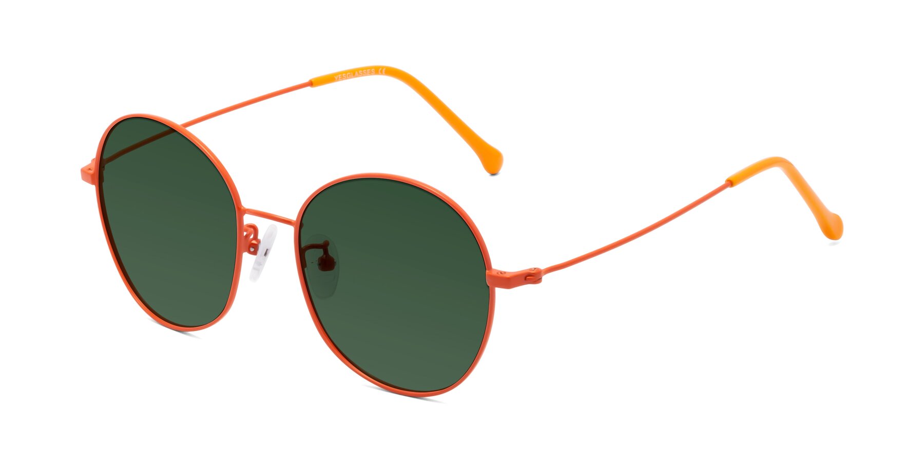 Angle of Dallas in Orange with Green Tinted Lenses