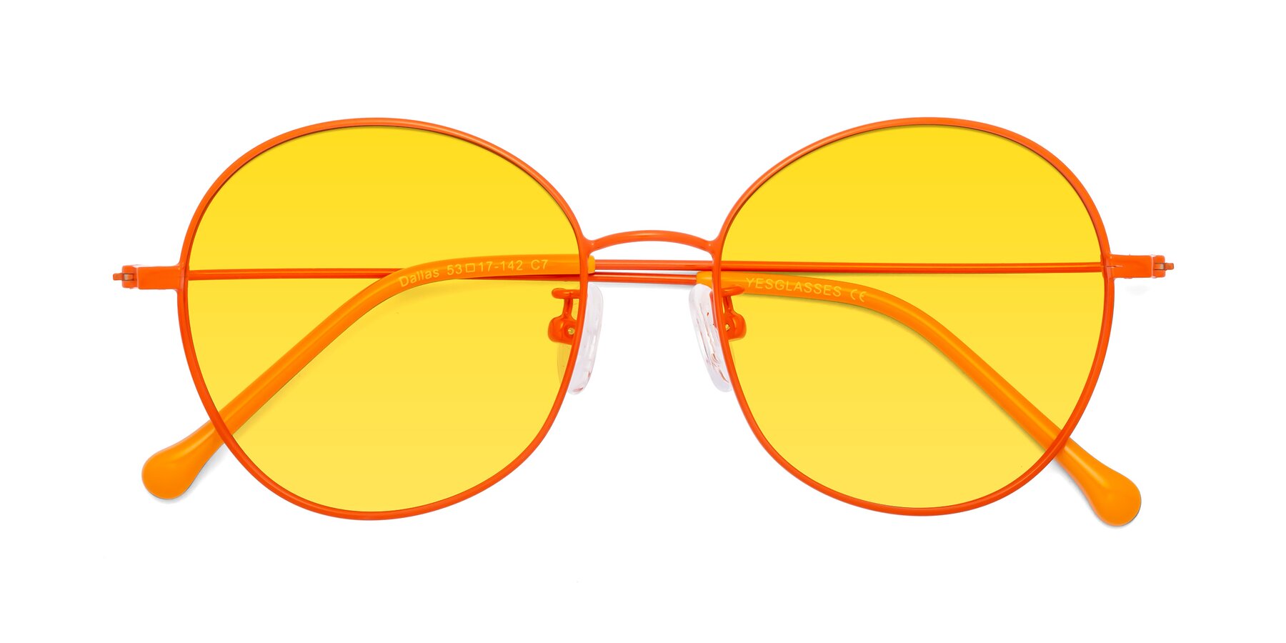 Folded Front of Dallas in Orange with Yellow Tinted Lenses
