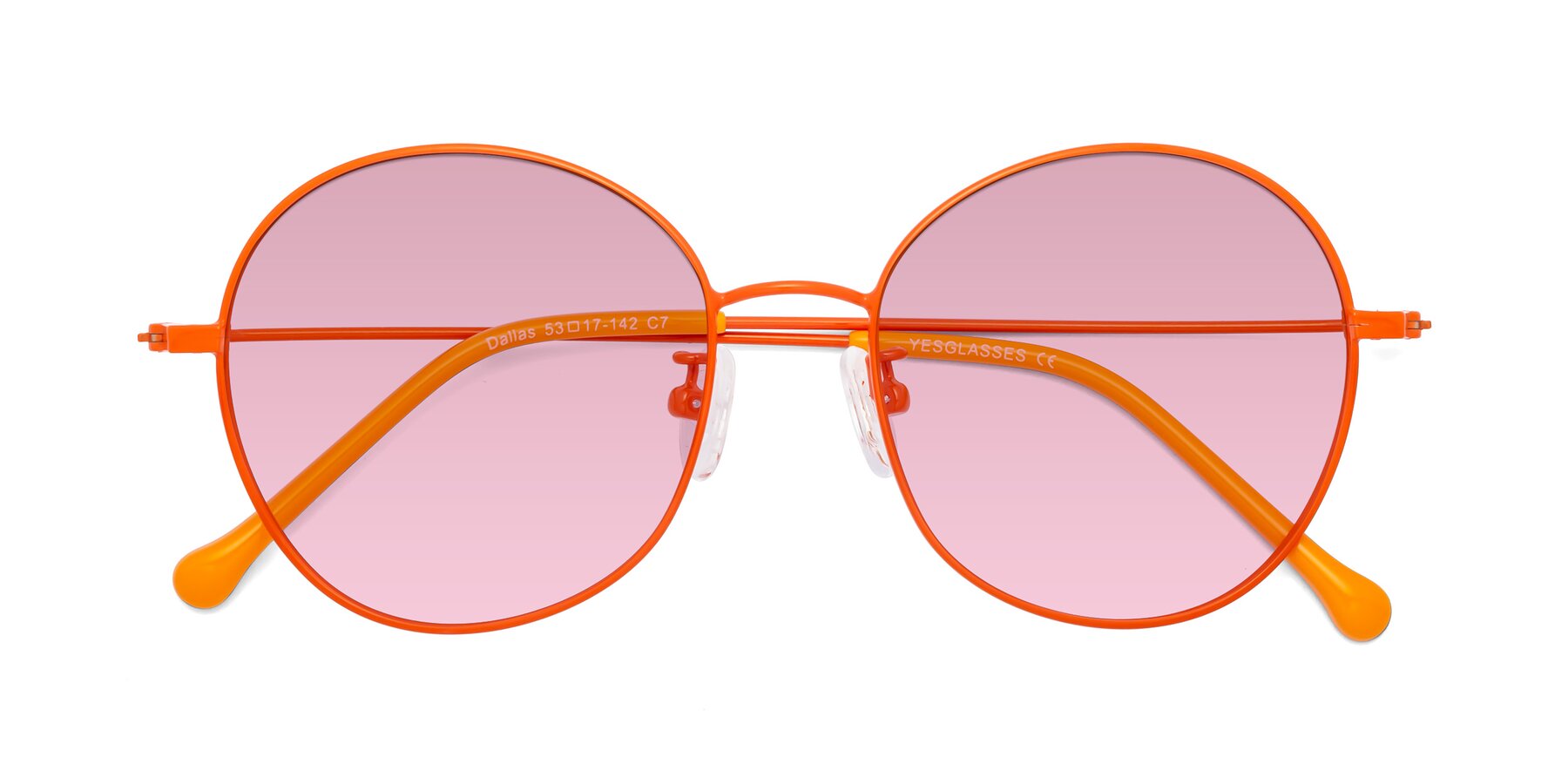 Folded Front of Dallas in Orange with Light Wine Tinted Lenses