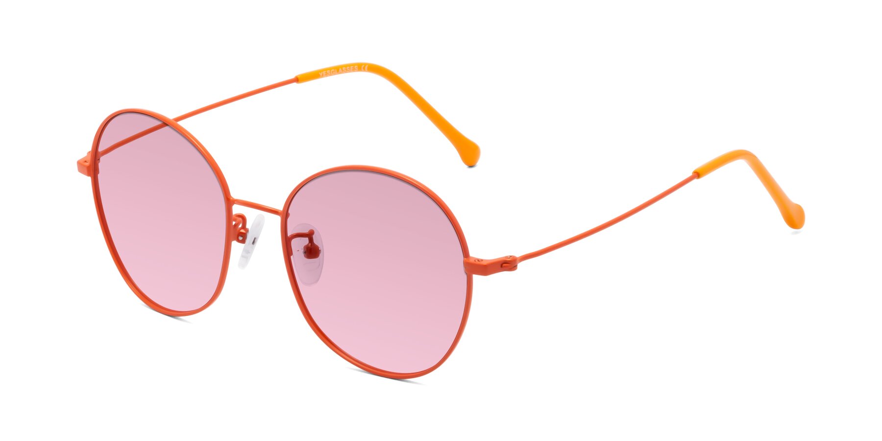 Angle of Dallas in Orange with Light Wine Tinted Lenses