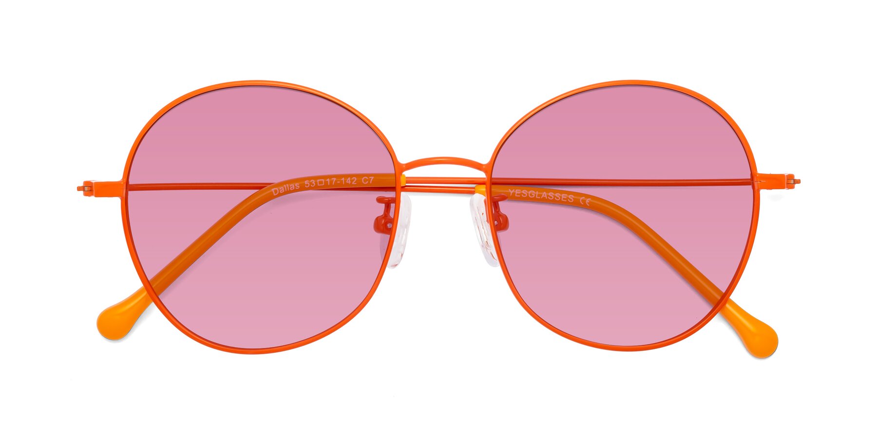 Folded Front of Dallas in Orange with Medium Wine Tinted Lenses