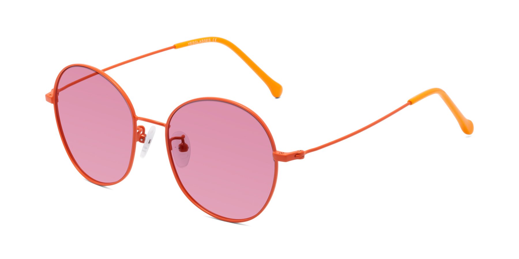 Angle of Dallas in Orange with Medium Wine Tinted Lenses