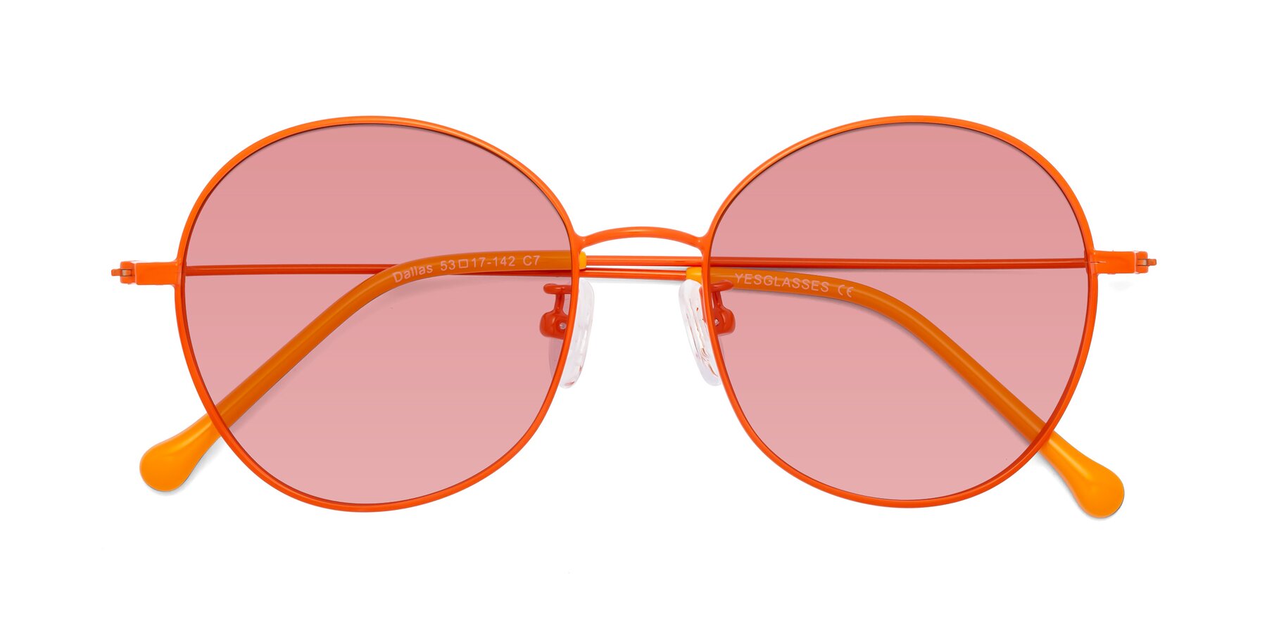 Folded Front of Dallas in Orange with Medium Garnet Tinted Lenses