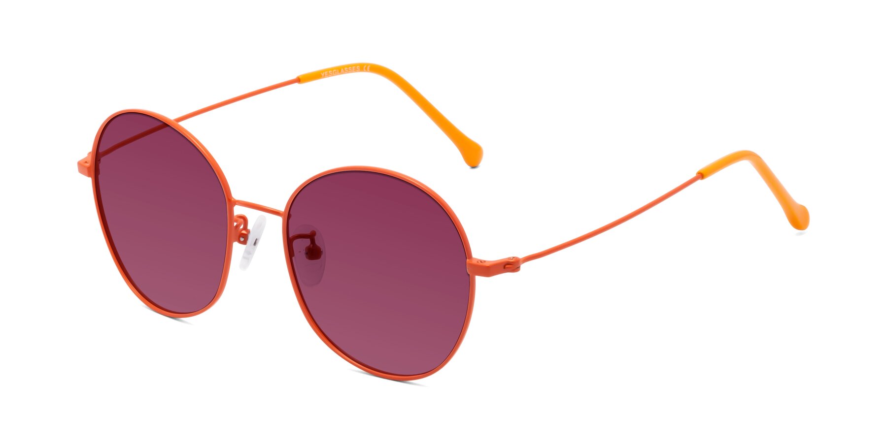 Angle of Dallas in Orange with Wine Tinted Lenses