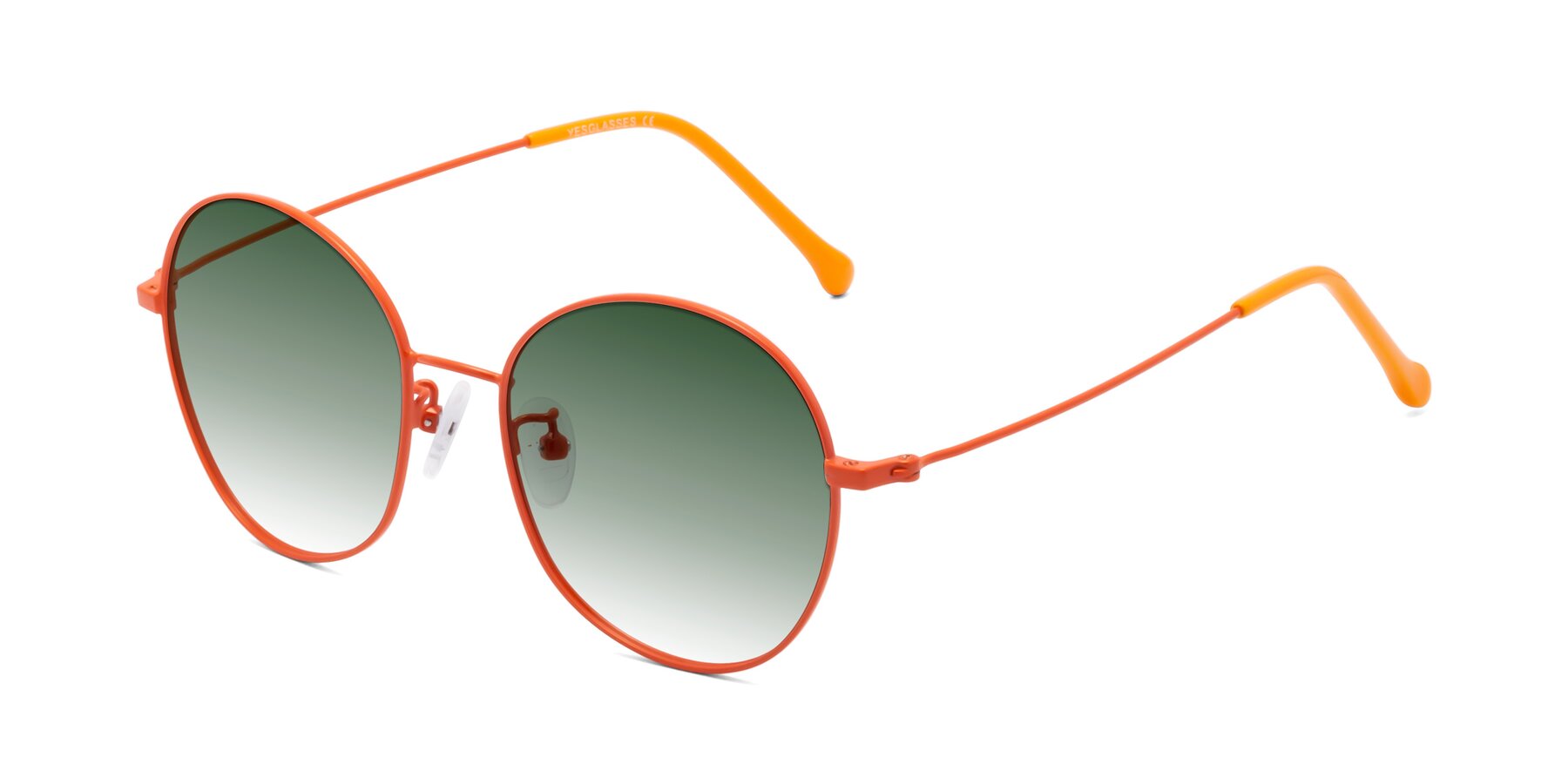 Angle of Dallas in Orange with Green Gradient Lenses