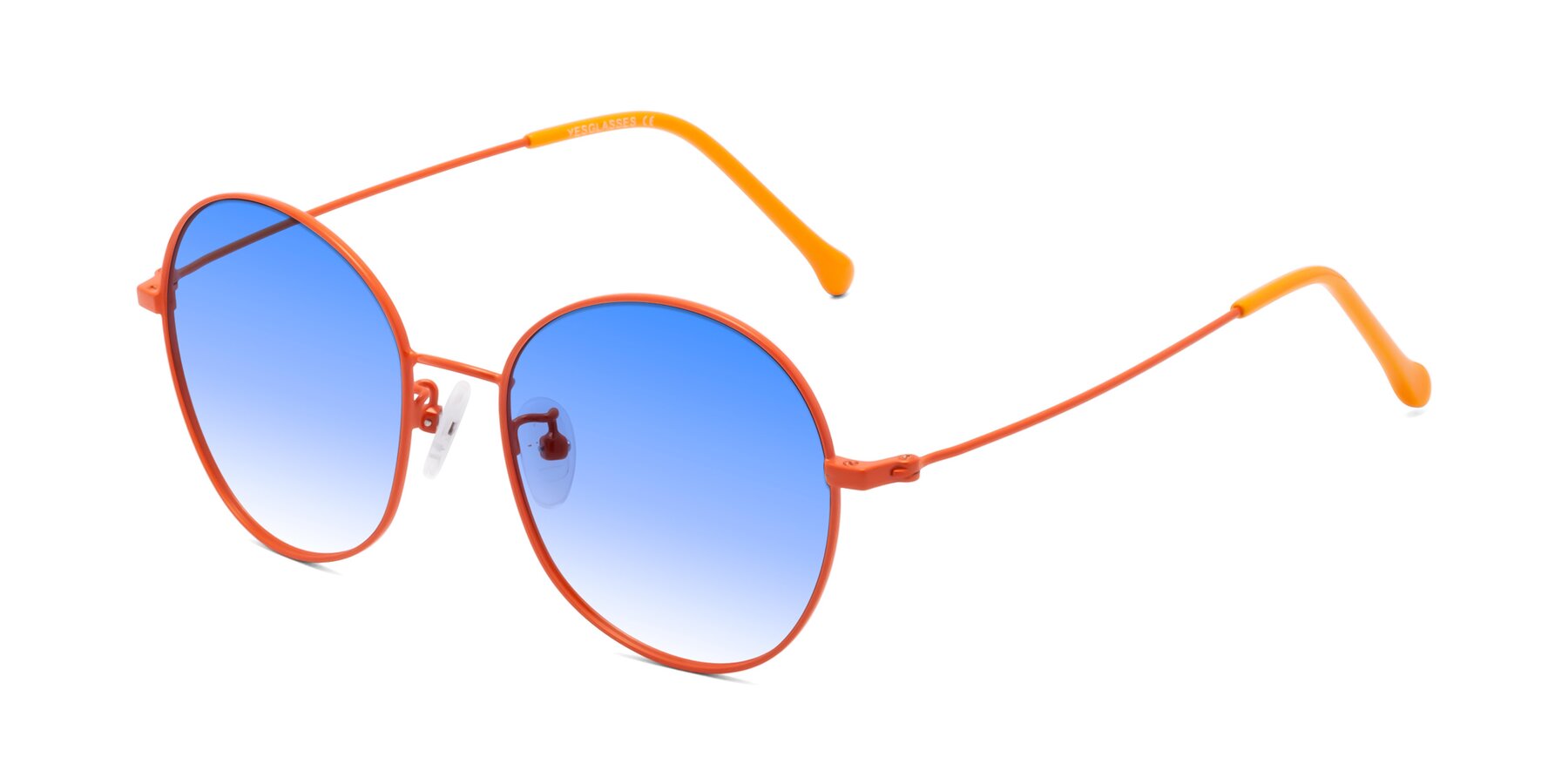 Angle of Dallas in Orange with Blue Gradient Lenses