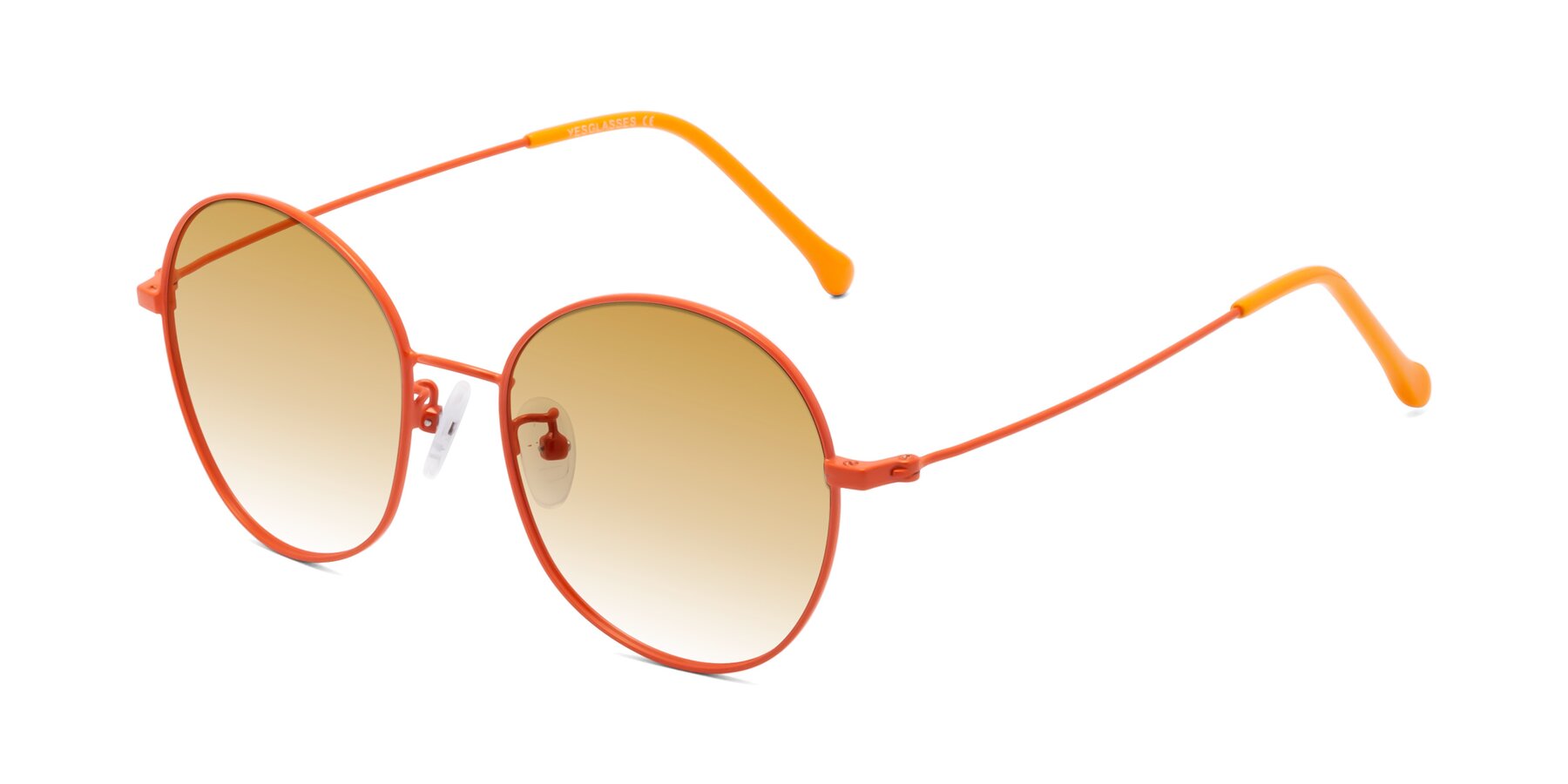 Angle of Dallas in Orange with Champagne Gradient Lenses