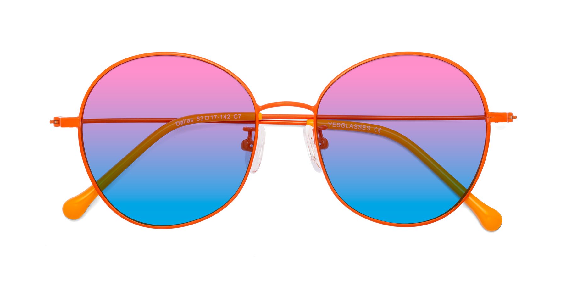 Folded Front of Dallas in Orange with Pink / Blue Gradient Lenses