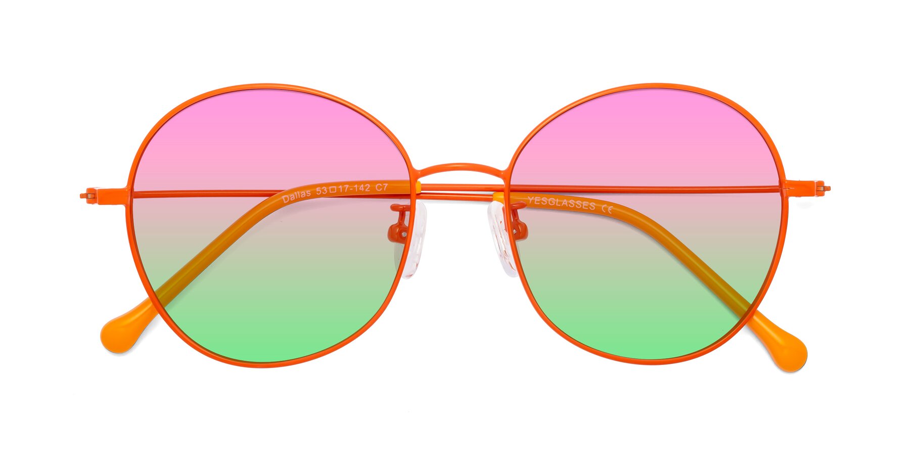 Folded Front of Dallas in Orange with Pink / Green Gradient Lenses