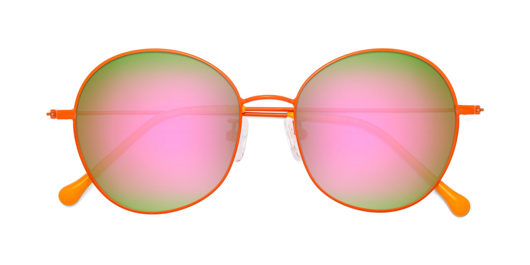 Folded Front of Dallas in Orange with Pink Mirrored Lenses