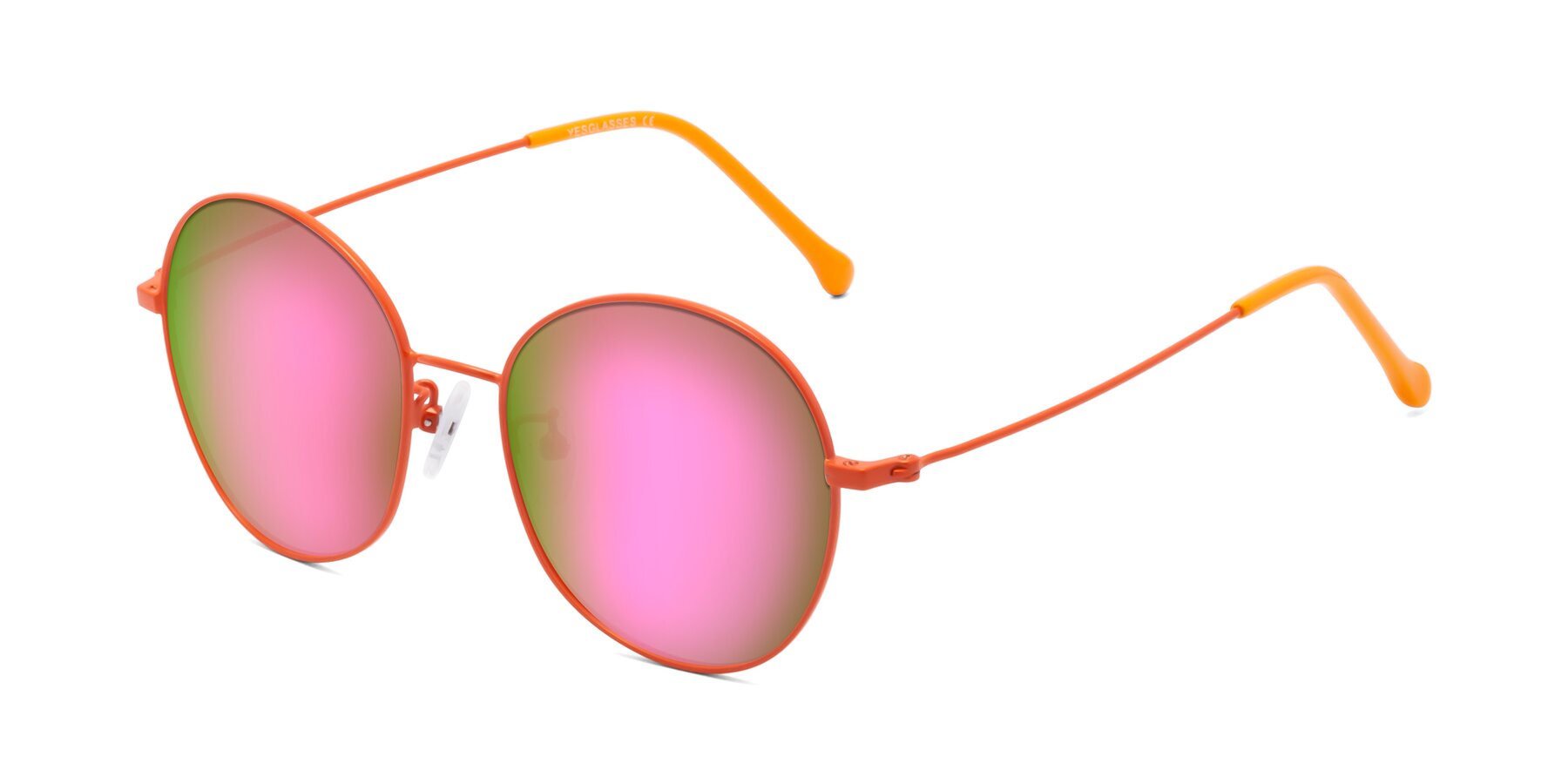 Angle of Dallas in Orange with Pink Mirrored Lenses