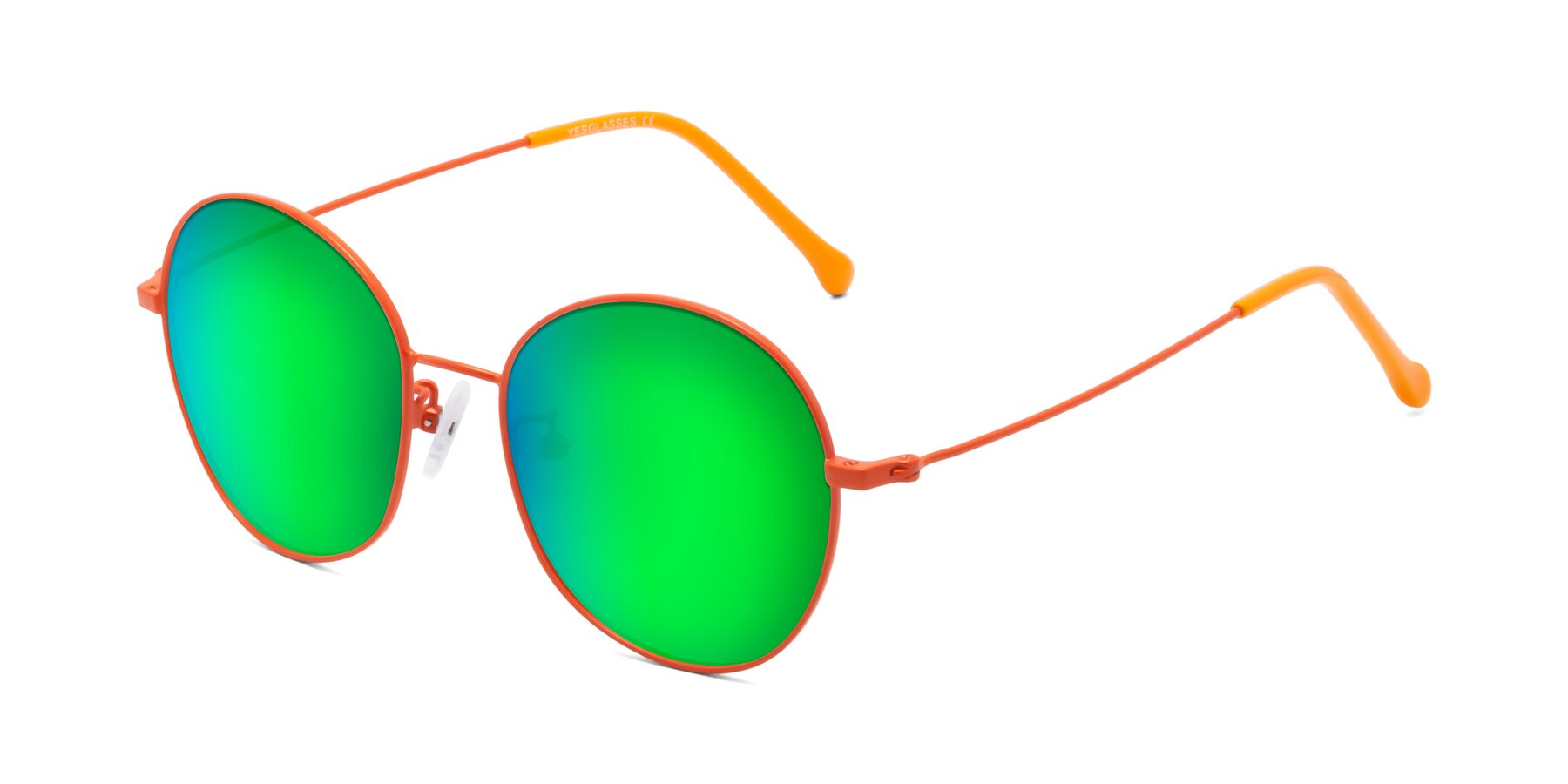 Angle of Dallas in Orange with Green Mirrored Lenses