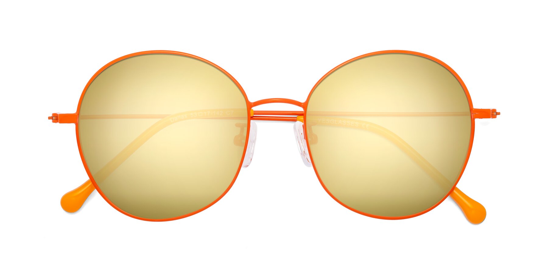 Folded Front of Dallas in Orange with Gold Mirrored Lenses