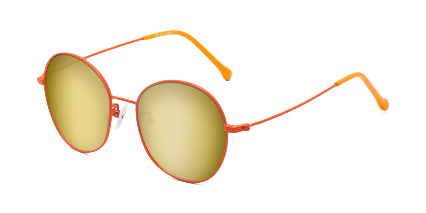 Angle of Dallas in Orange with Gold Mirrored Lenses