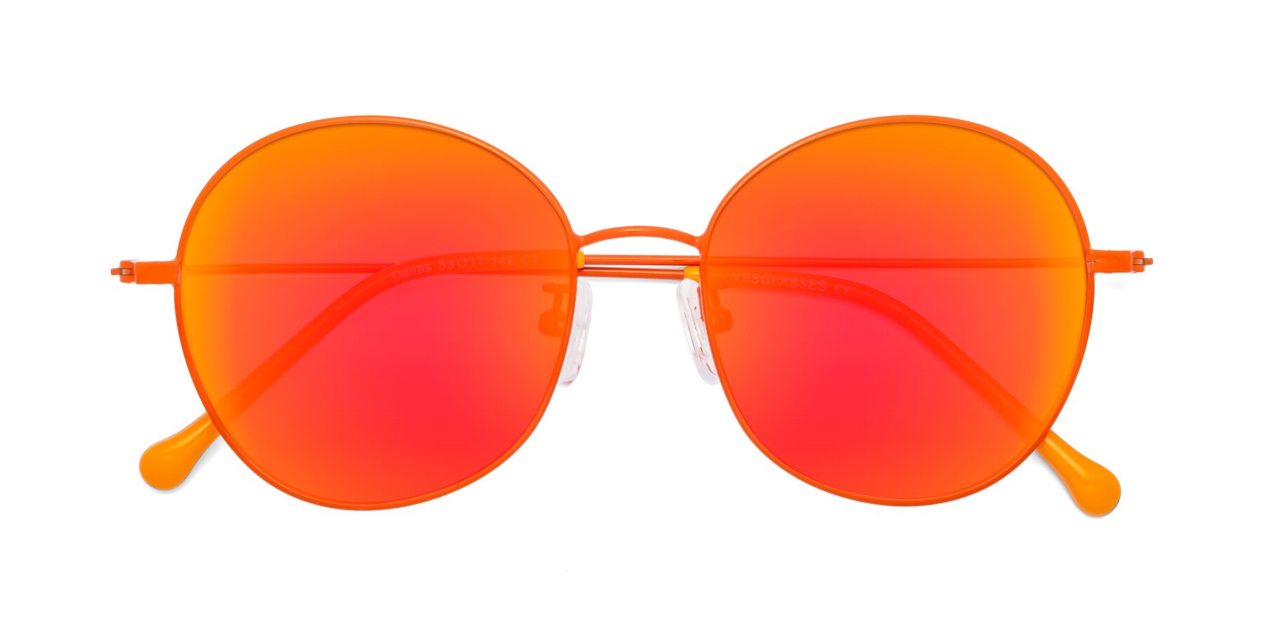 Folded Front of Dallas in Orange with Red Gold Mirrored Lenses