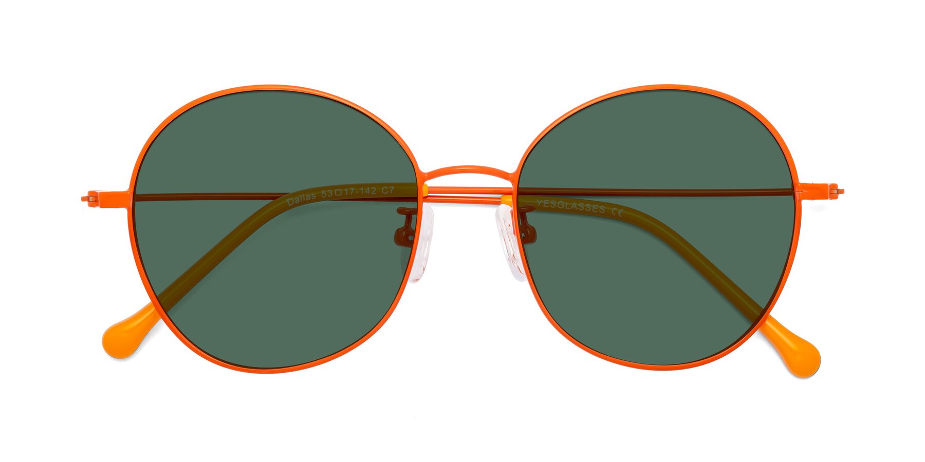 Folded Front of Dallas in Orange with Green Polarized Lenses