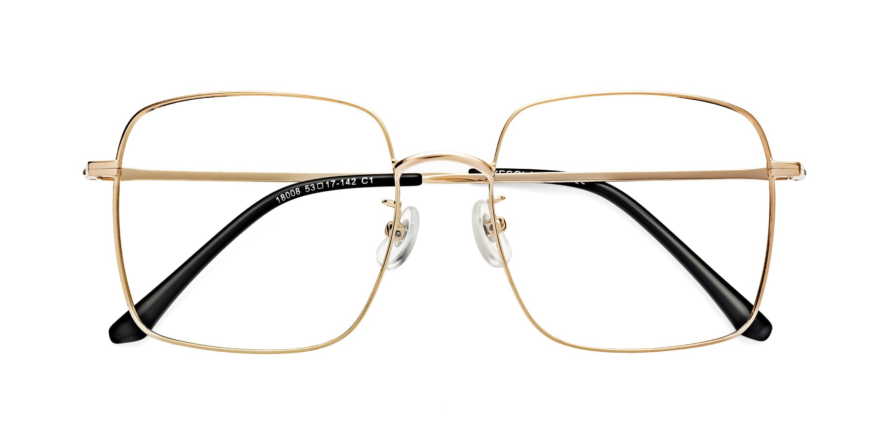 Folded Front of Billie in Gold with Clear Blue Light Blocking Lenses