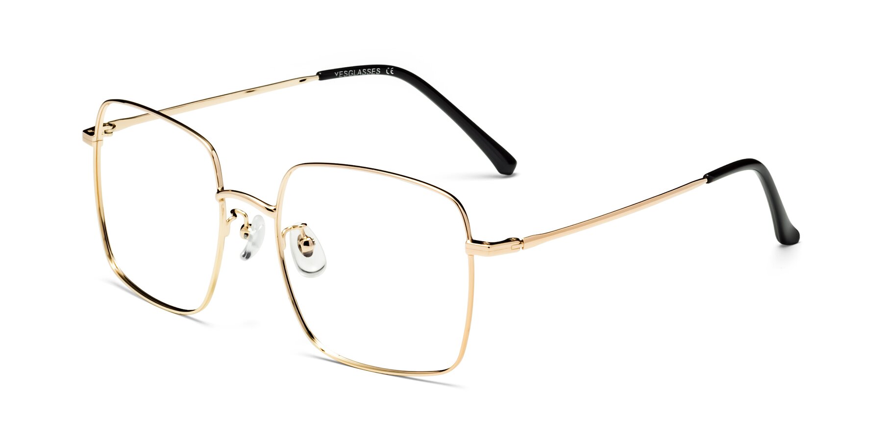 Angle of Billie in Gold with Clear Eyeglass Lenses
