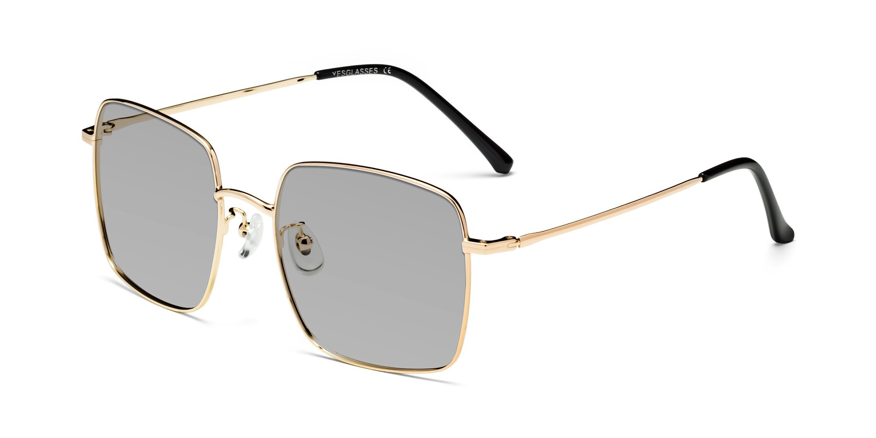 Angle of Billie in Gold with Light Gray Tinted Lenses