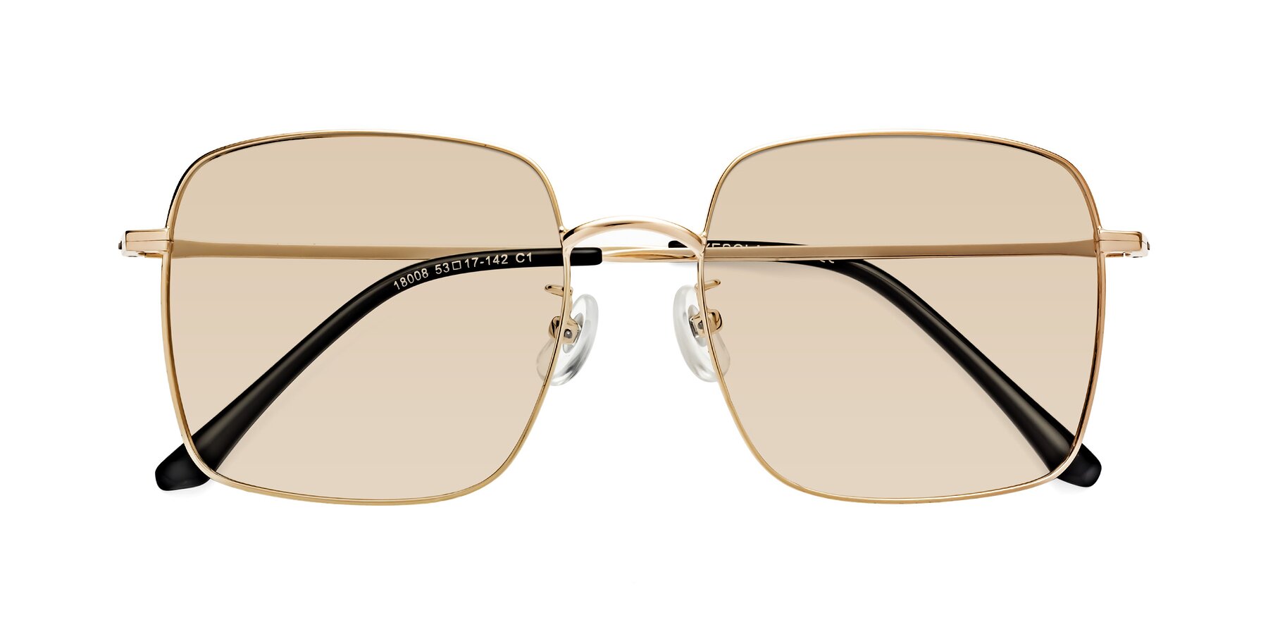 Folded Front of Billie in Gold with Light Brown Tinted Lenses