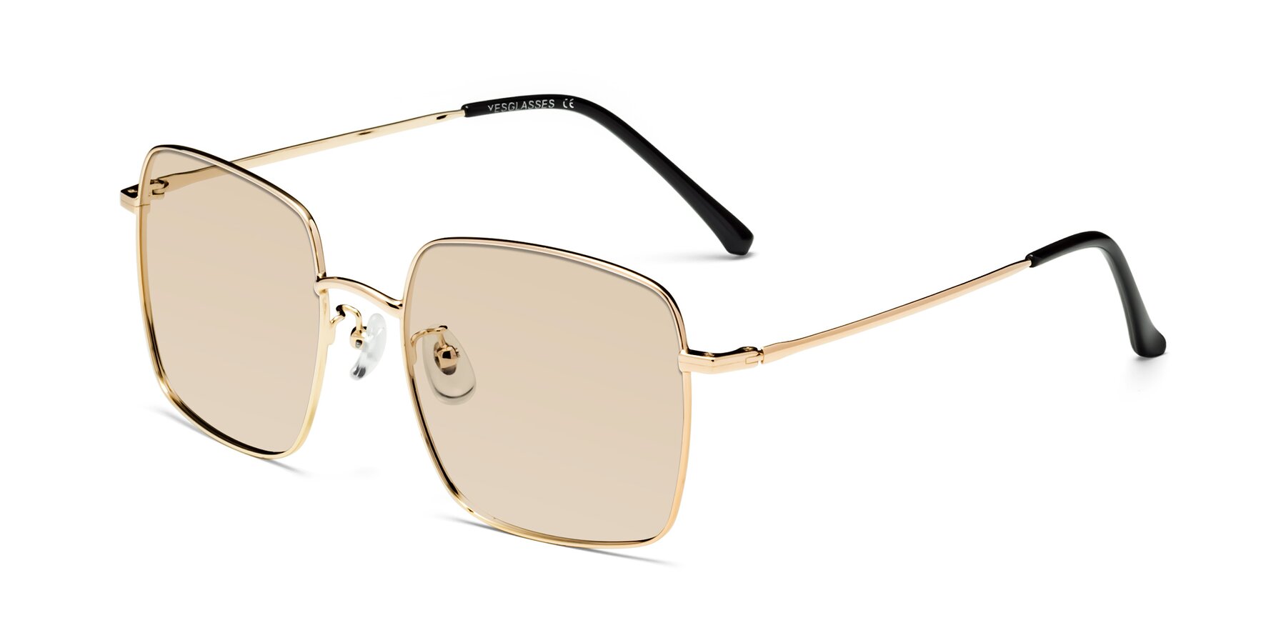 Angle of Billie in Gold with Light Brown Tinted Lenses