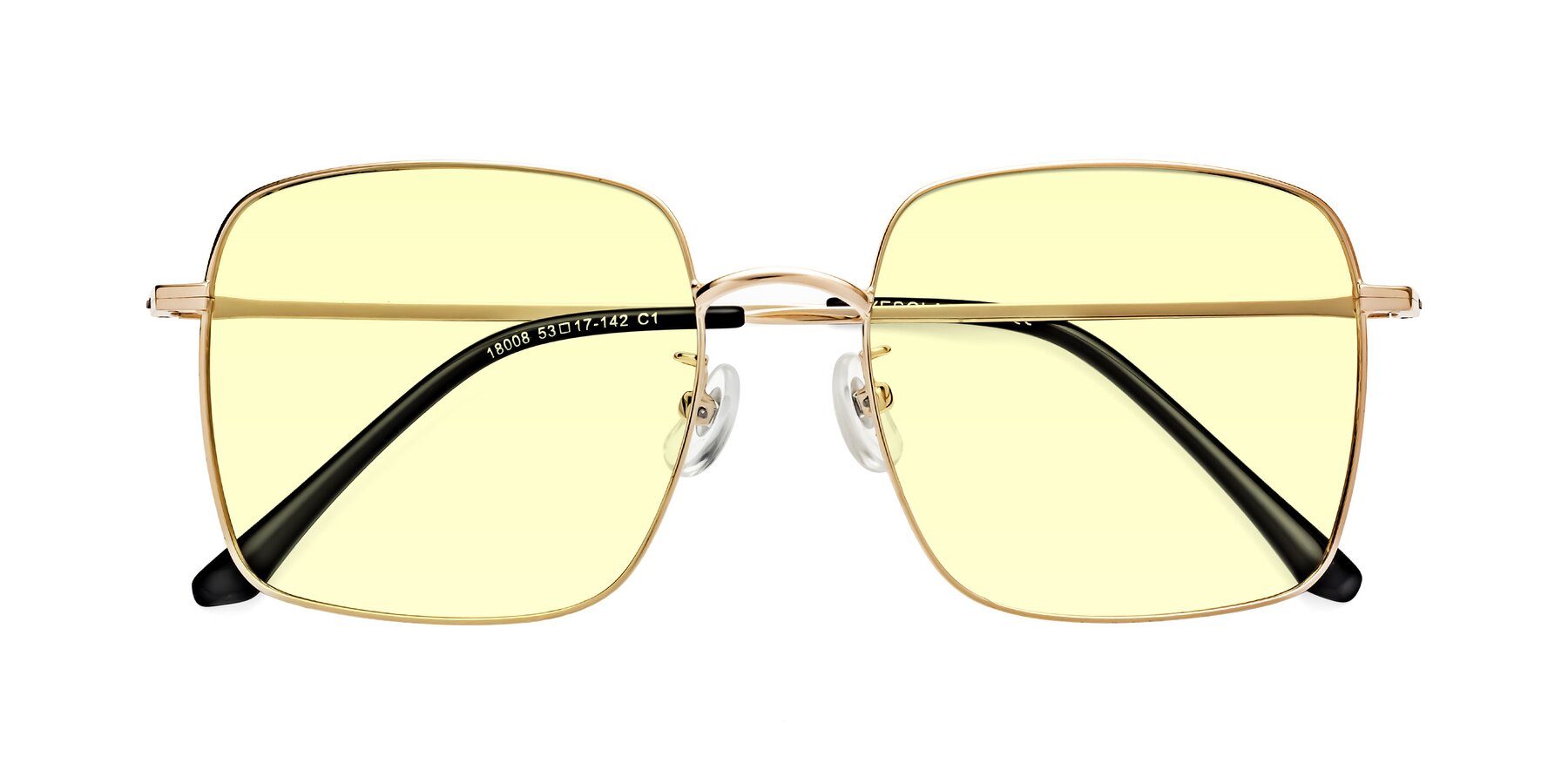 Folded Front of Billie in Gold with Light Yellow Tinted Lenses