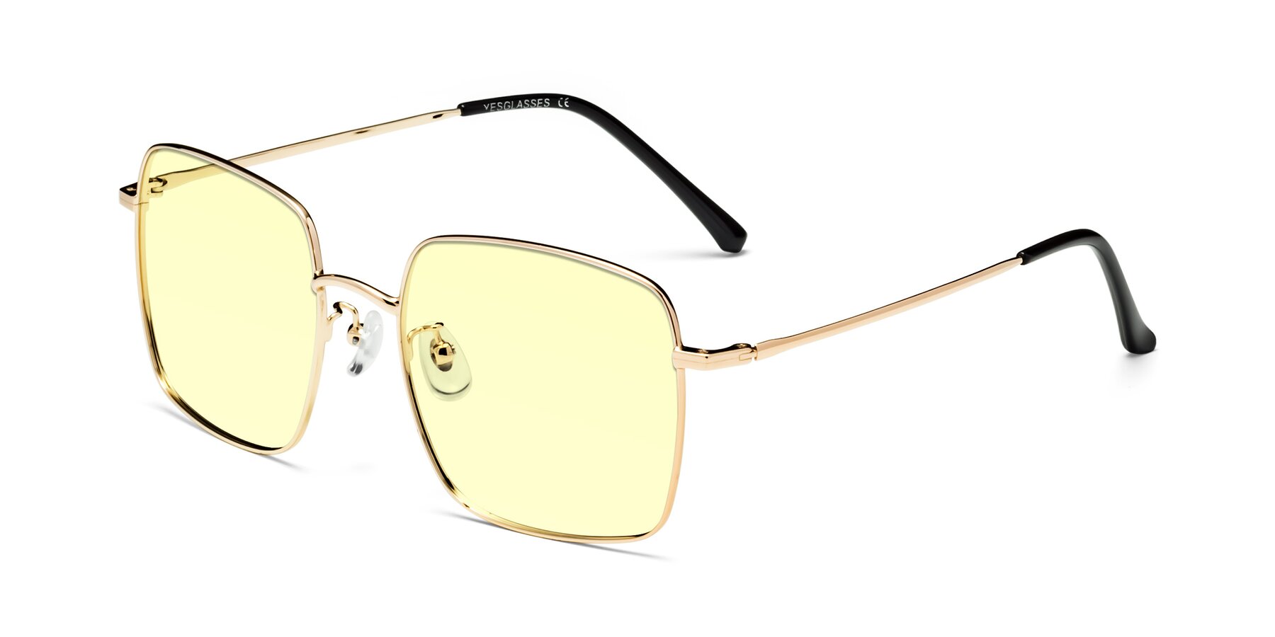 Angle of Billie in Gold with Light Yellow Tinted Lenses