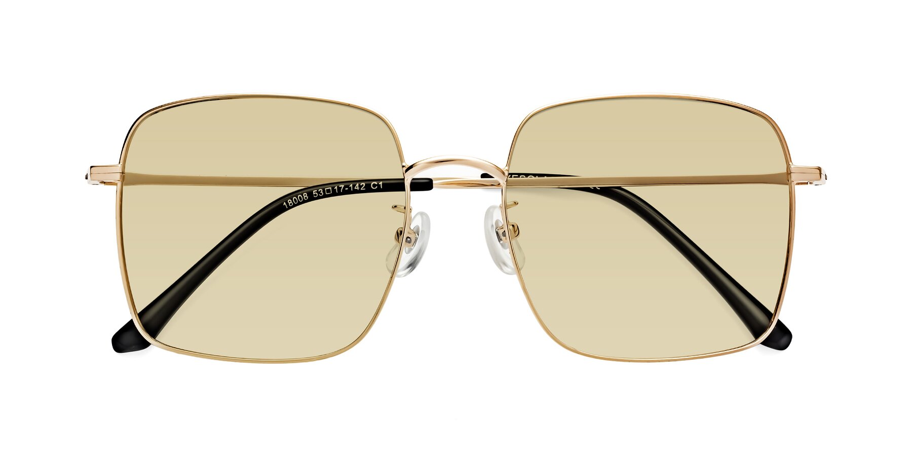 Folded Front of Billie in Gold with Light Champagne Tinted Lenses