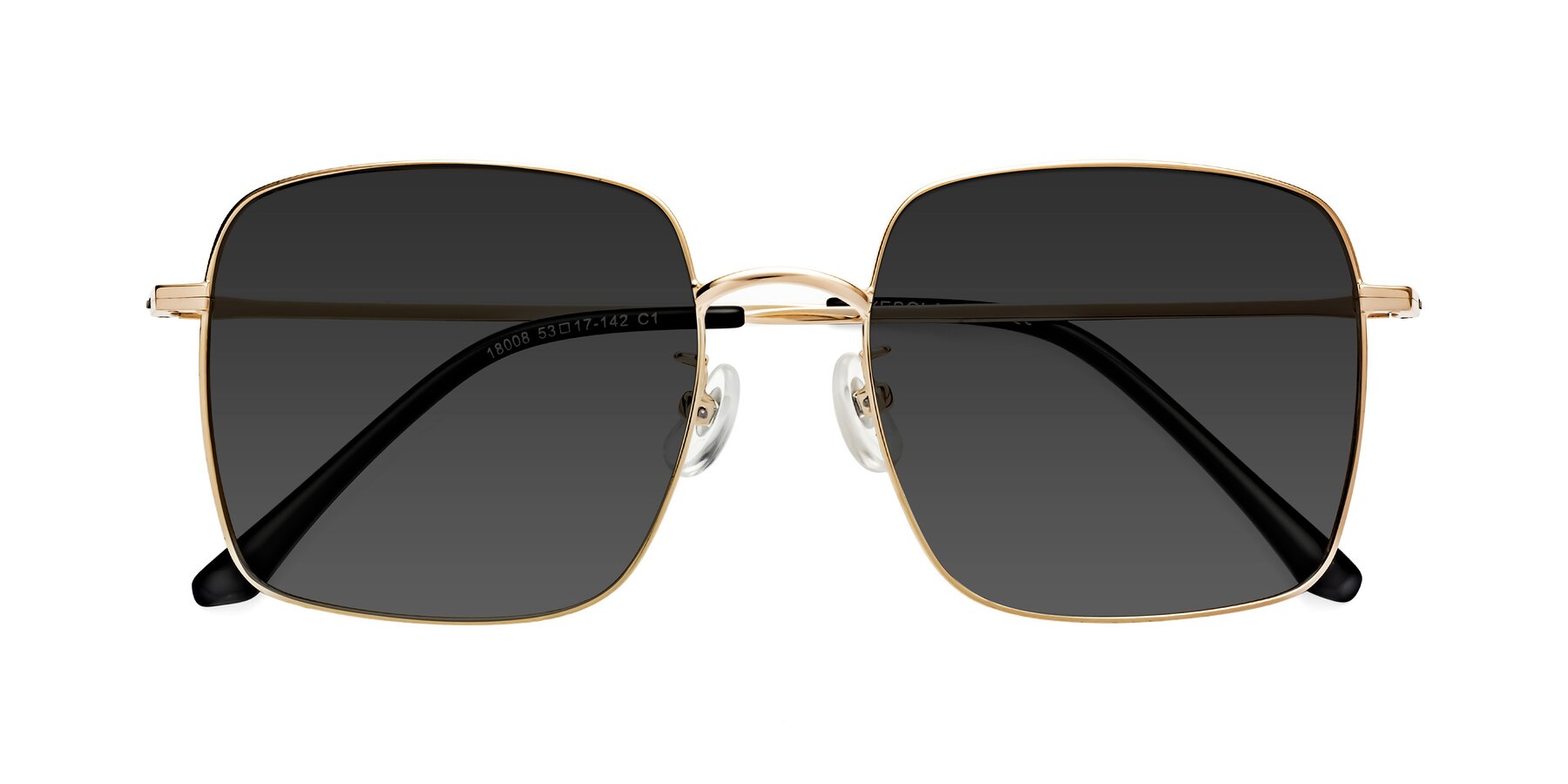Folded Front of Billie in Gold with Gray Tinted Lenses