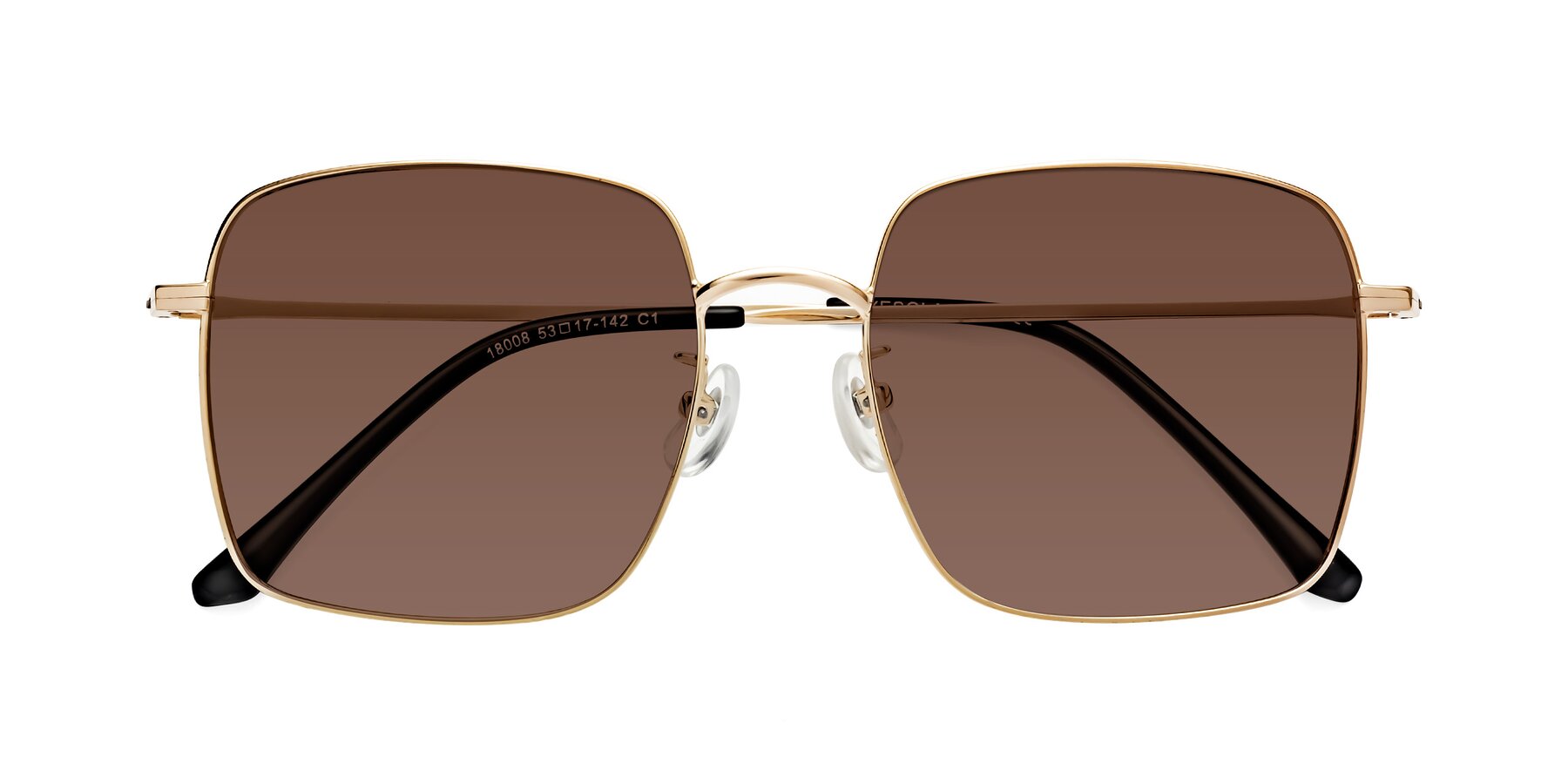 Folded Front of Billie in Gold with Brown Tinted Lenses