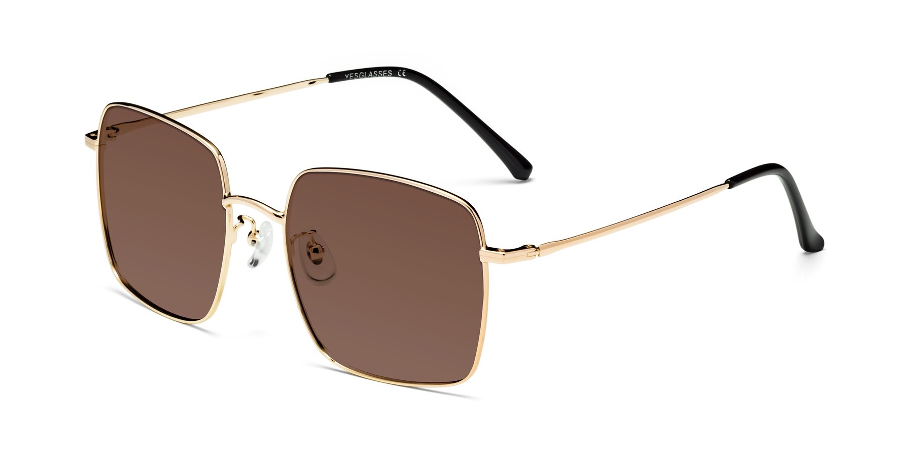 Angle of Billie in Gold with Brown Tinted Lenses