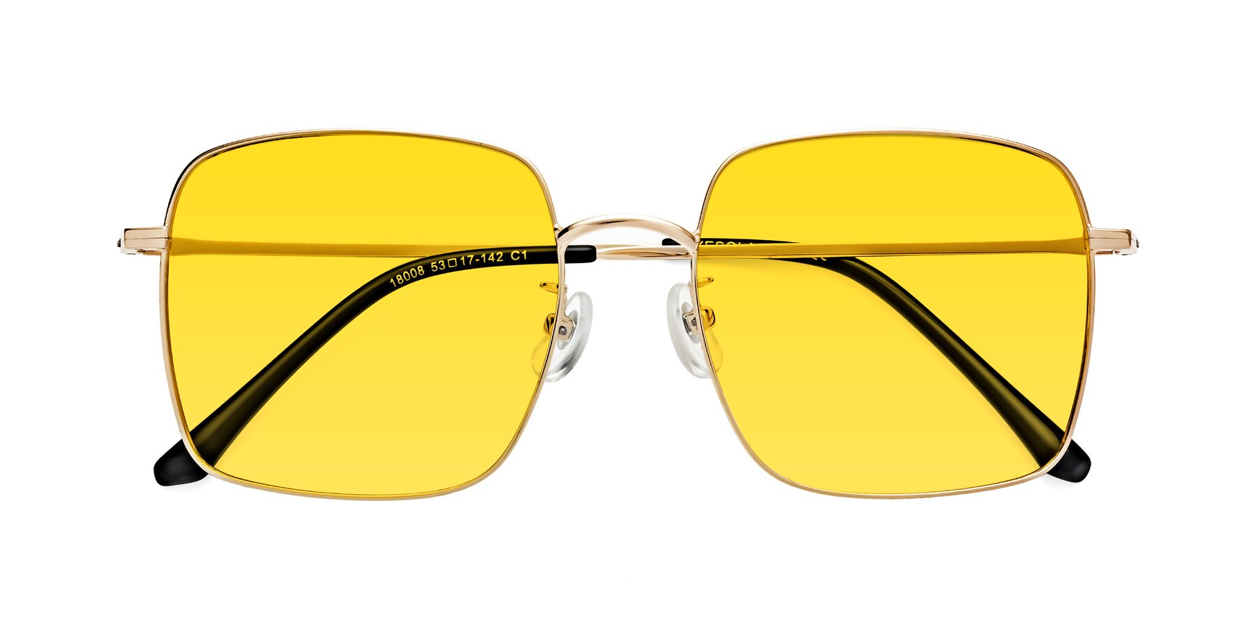 Folded Front of Billie in Gold with Yellow Tinted Lenses