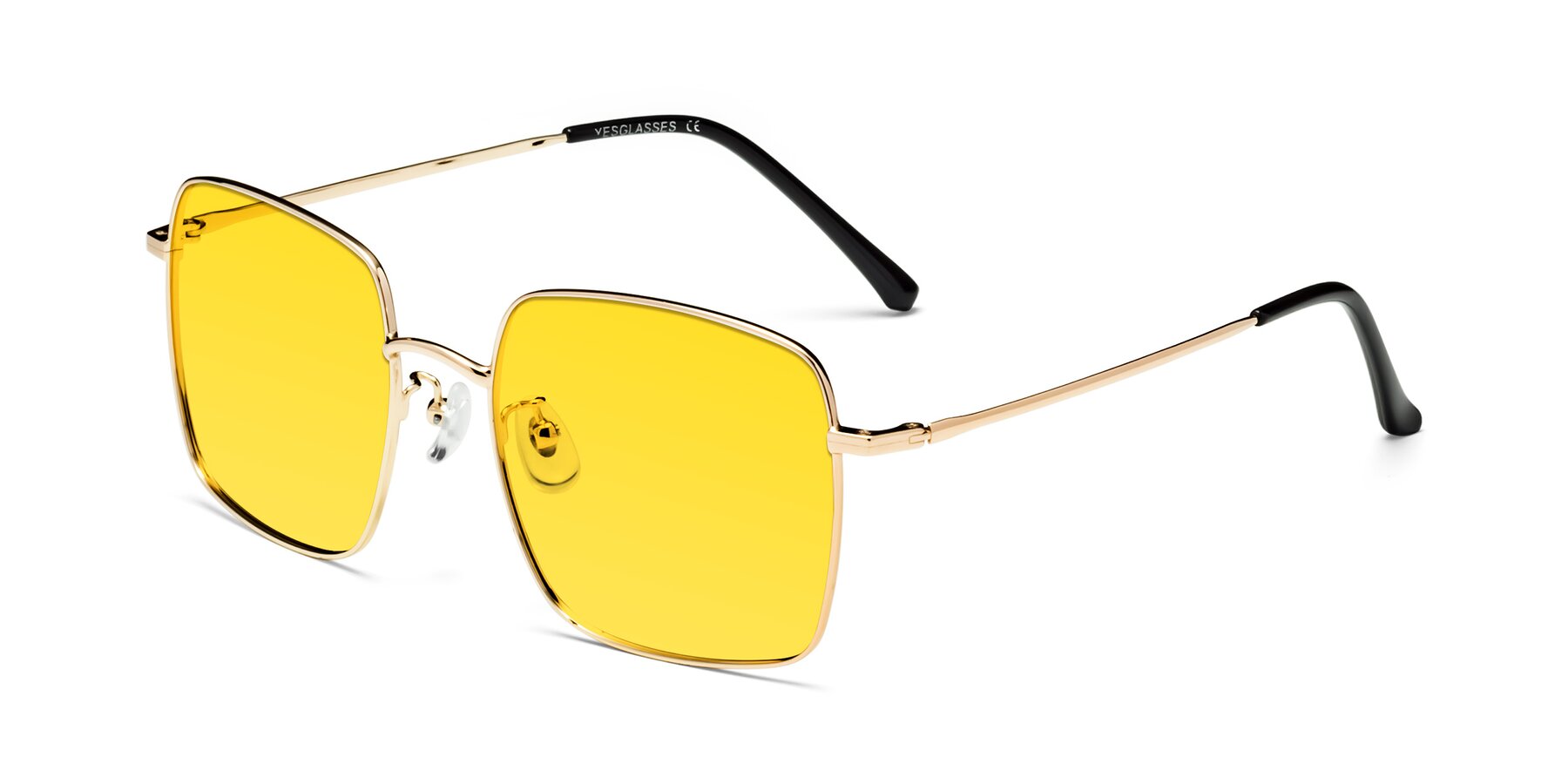 Angle of Billie in Gold with Yellow Tinted Lenses