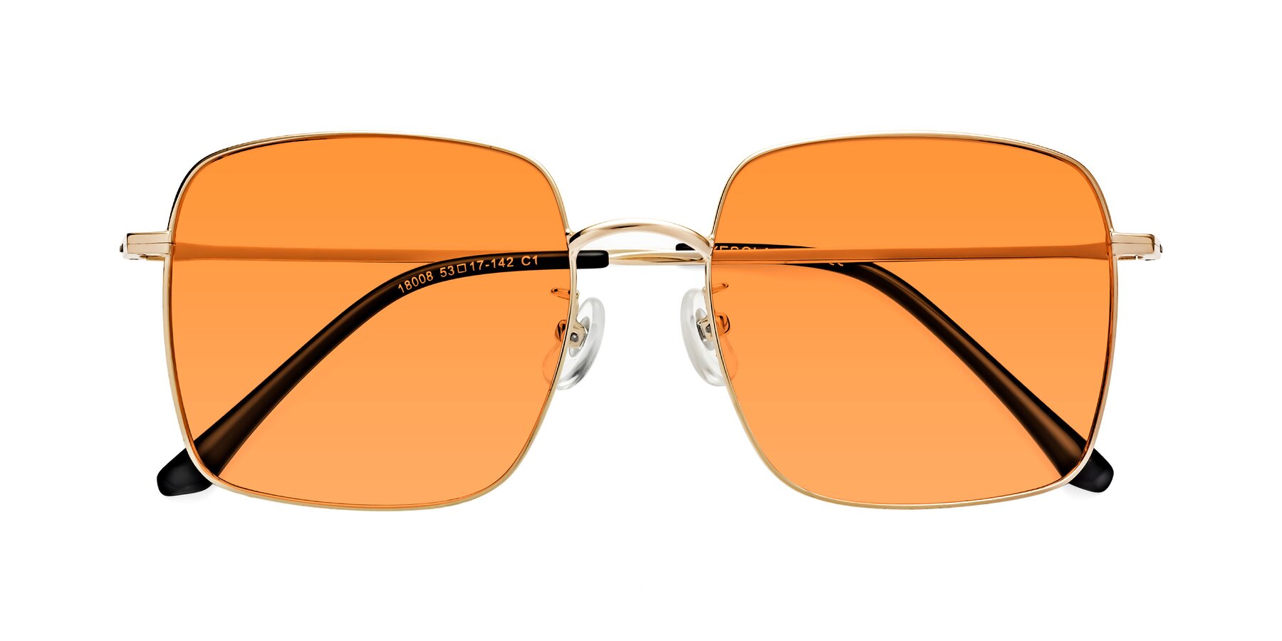 Folded Front of Billie in Gold with Orange Tinted Lenses