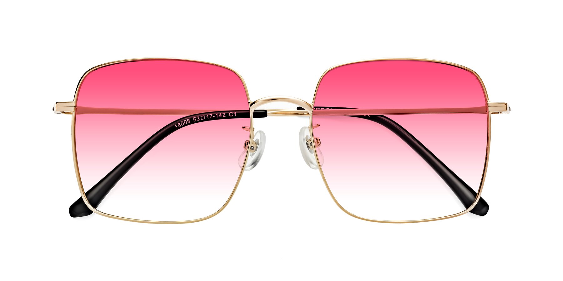 Folded Front of Billie in Gold with Pink Gradient Lenses