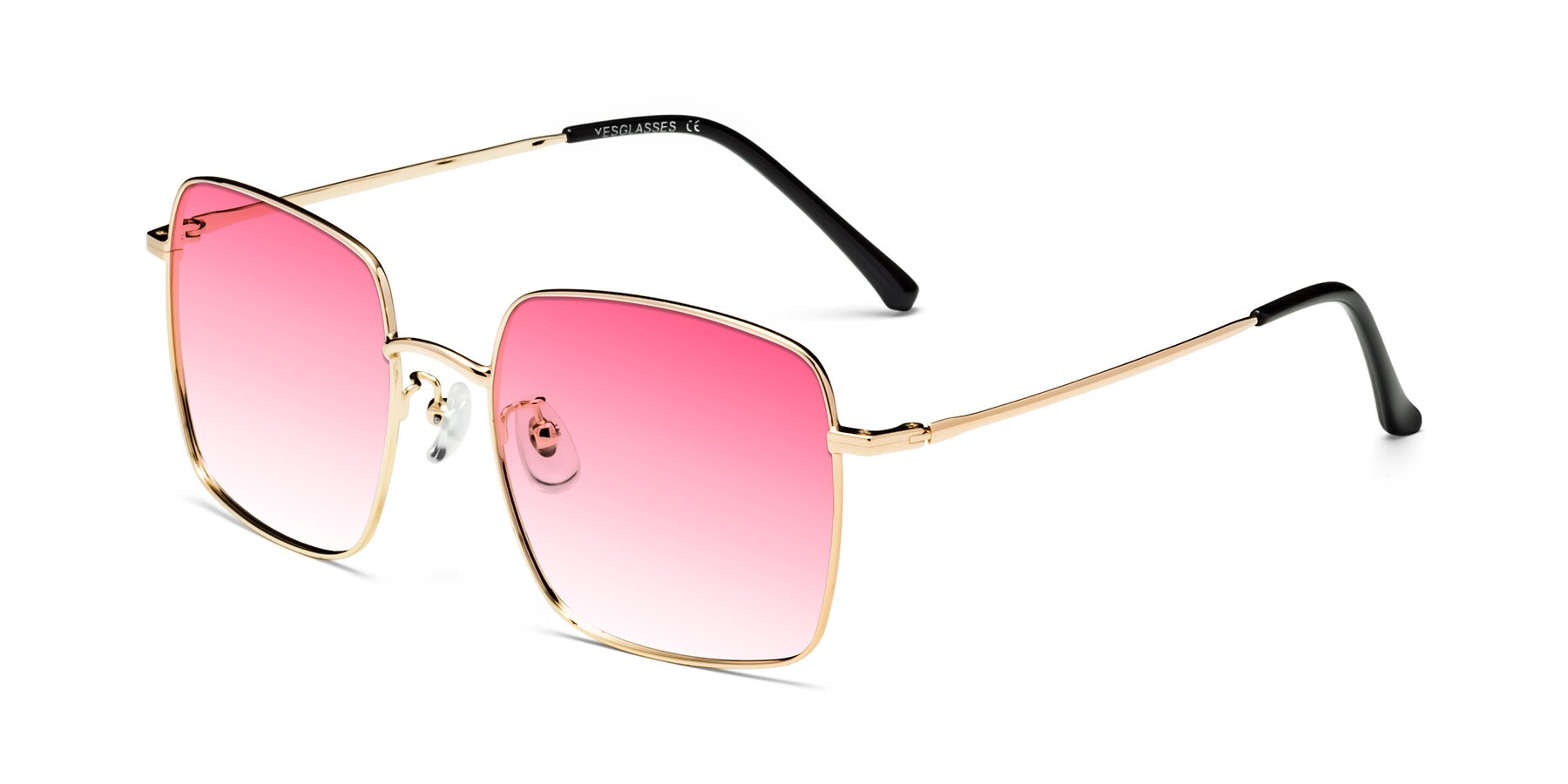 Angle of Billie in Gold with Pink Gradient Lenses