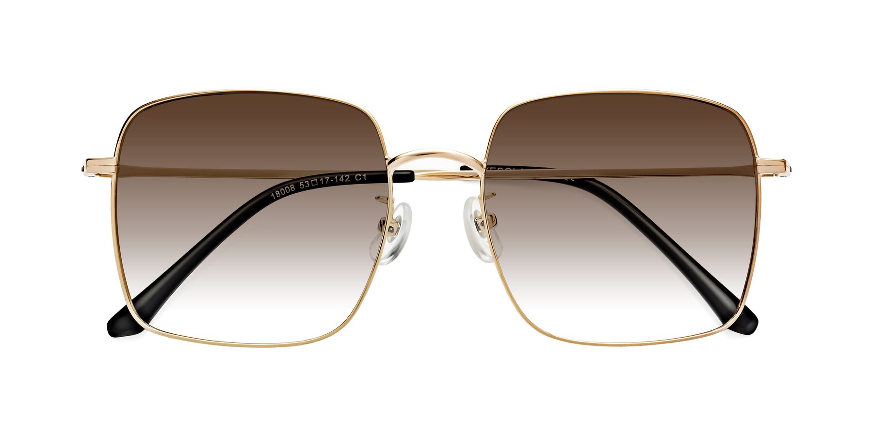 Folded Front of Billie in Gold with Brown Gradient Lenses