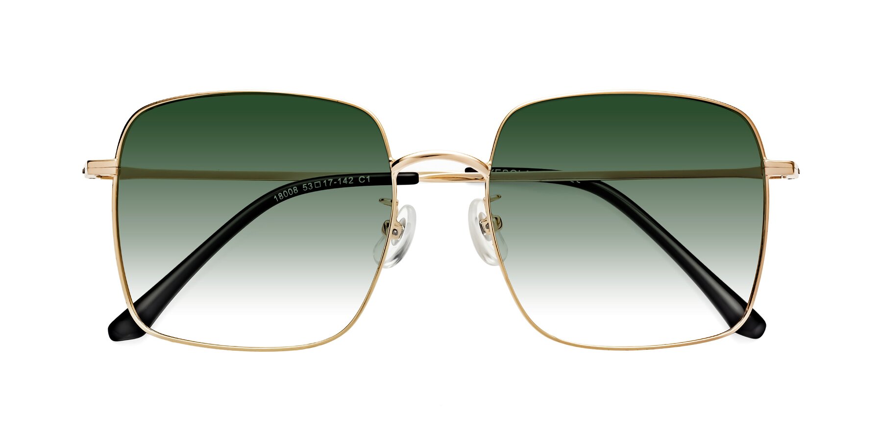 Folded Front of Billie in Gold with Green Gradient Lenses
