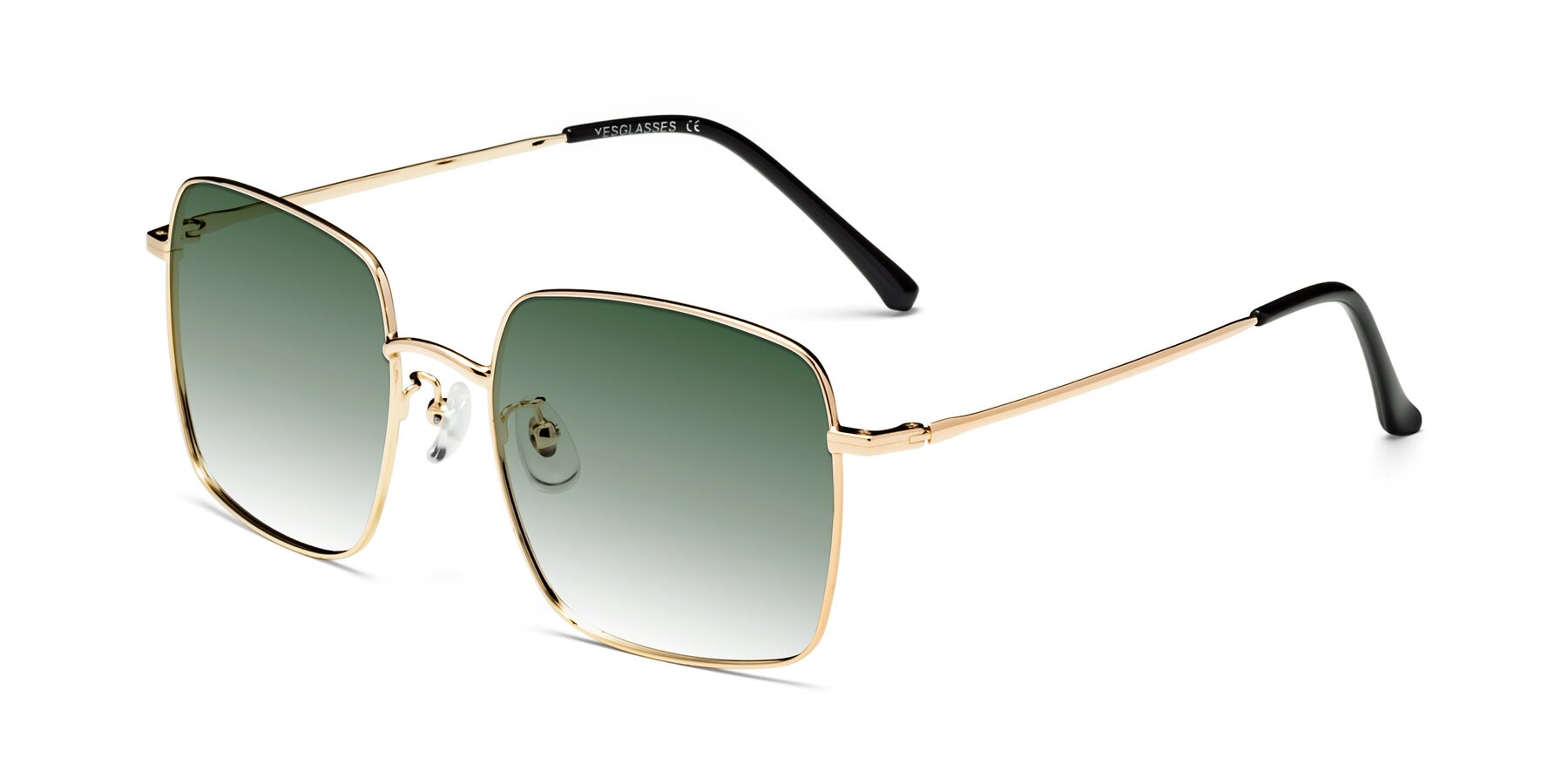 Angle of Billie in Gold with Green Gradient Lenses