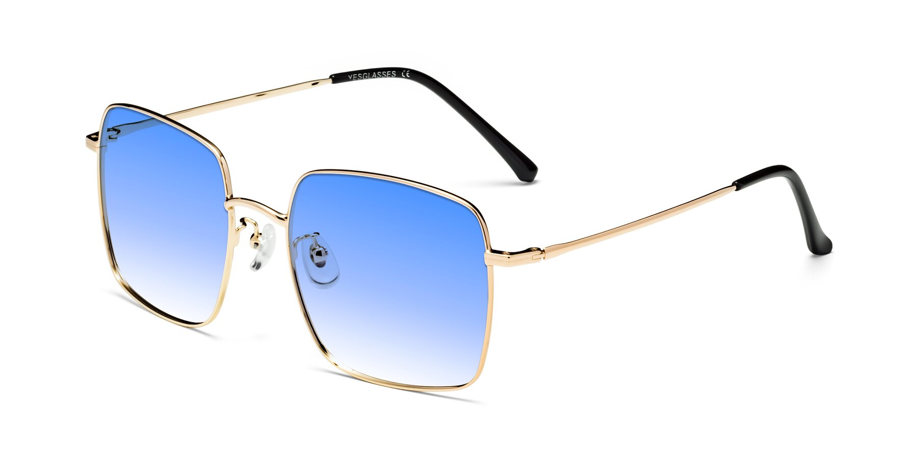 Angle of Billie in Gold with Blue Gradient Lenses