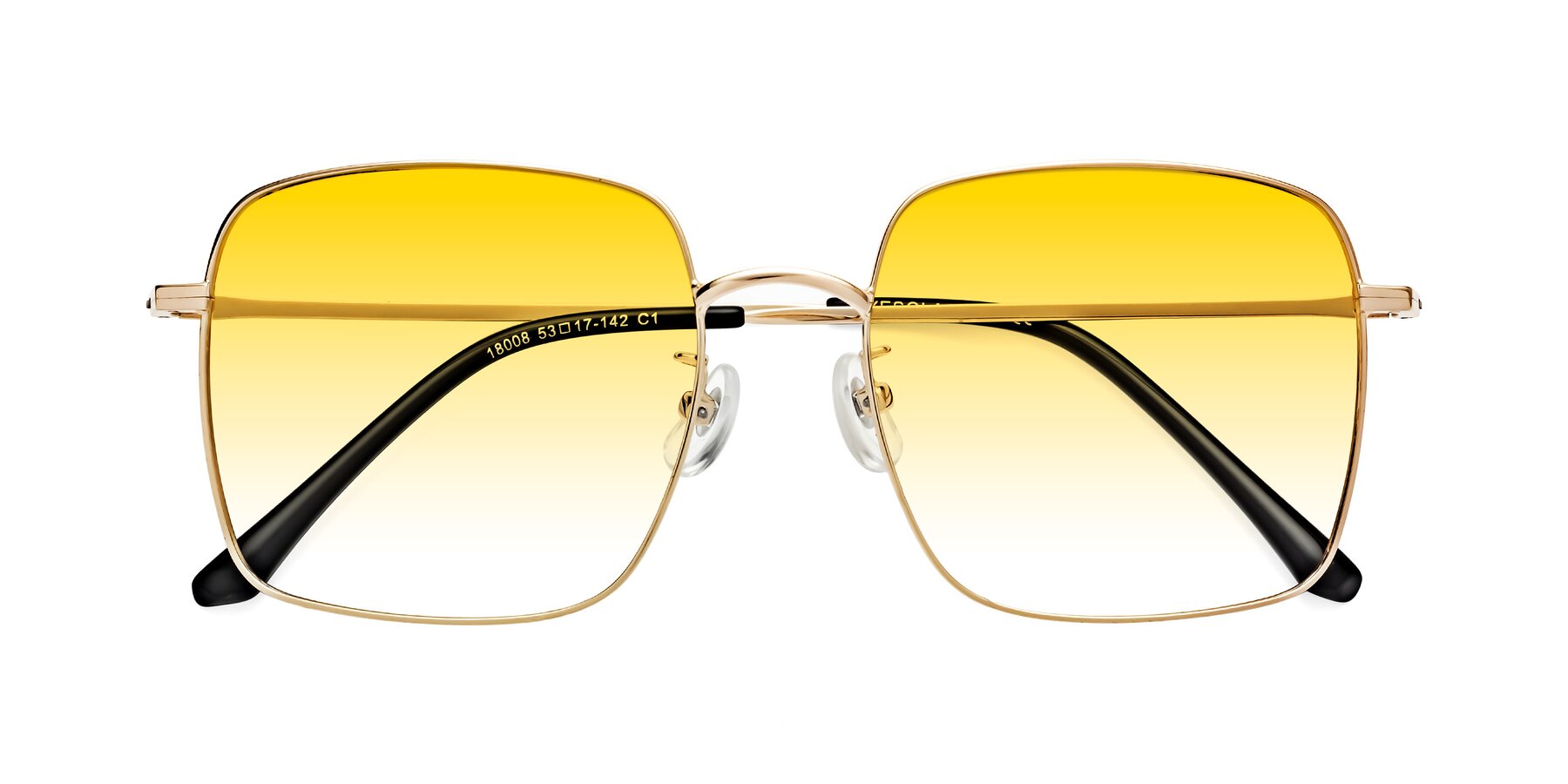 Folded Front of Billie in Gold with Yellow Gradient Lenses