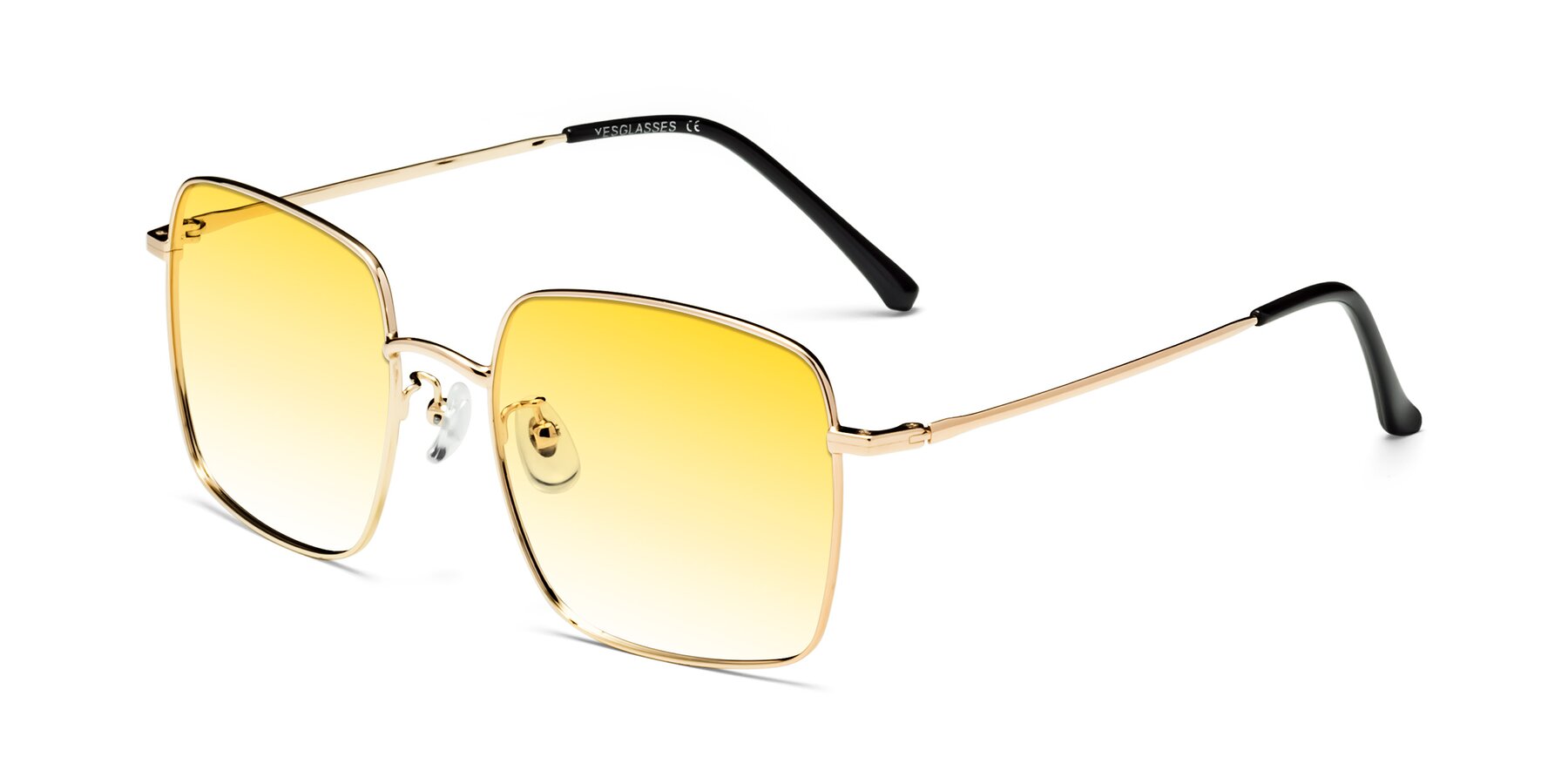 Angle of Billie in Gold with Yellow Gradient Lenses