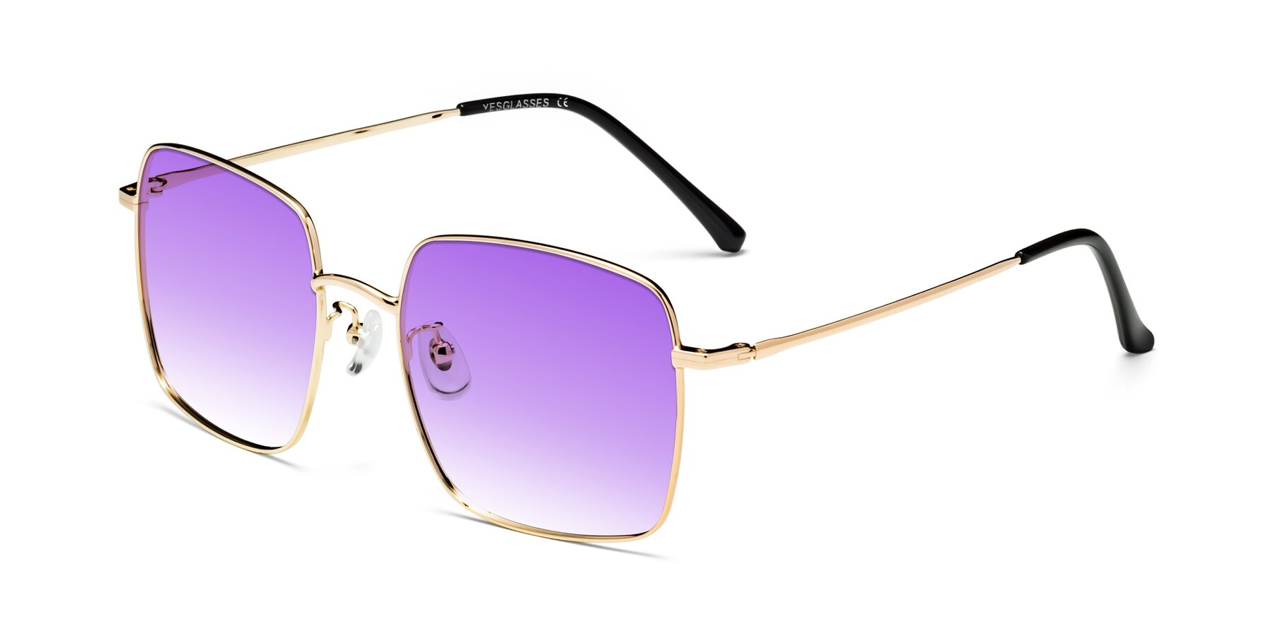 Angle of Billie in Gold with Purple Gradient Lenses