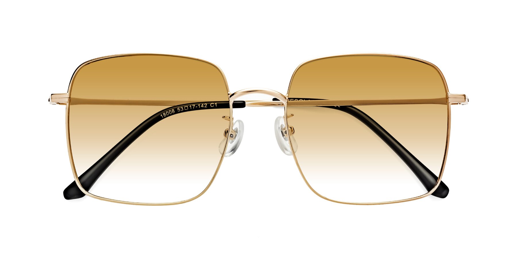 Folded Front of Billie in Gold with Champagne Gradient Lenses