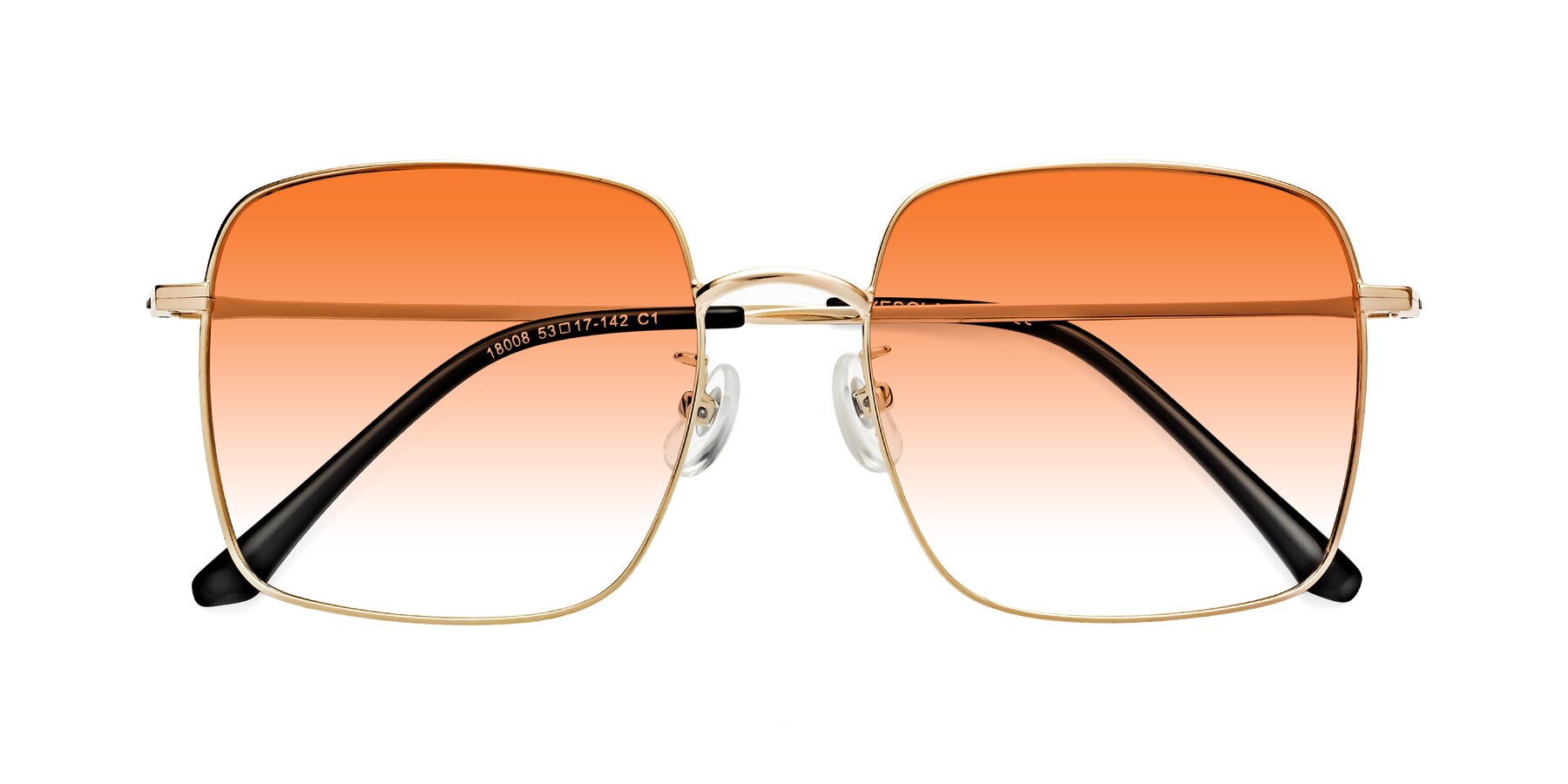 Folded Front of Billie in Gold with Orange Gradient Lenses