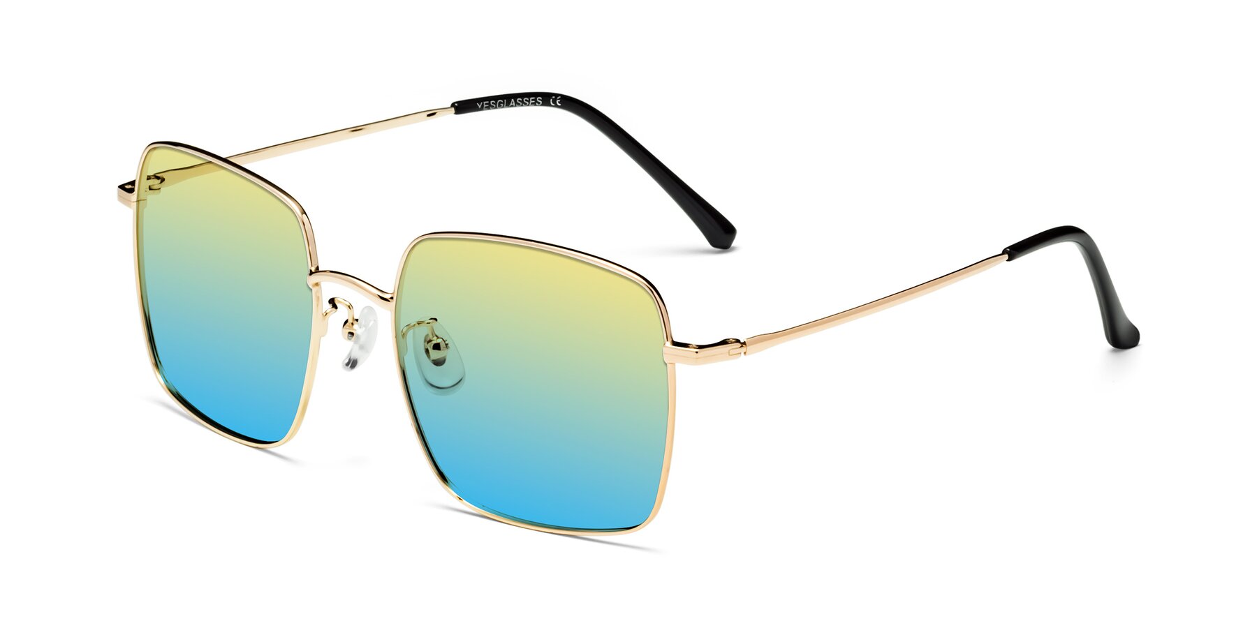 Angle of Billie in Gold with Yellow / Blue Gradient Lenses