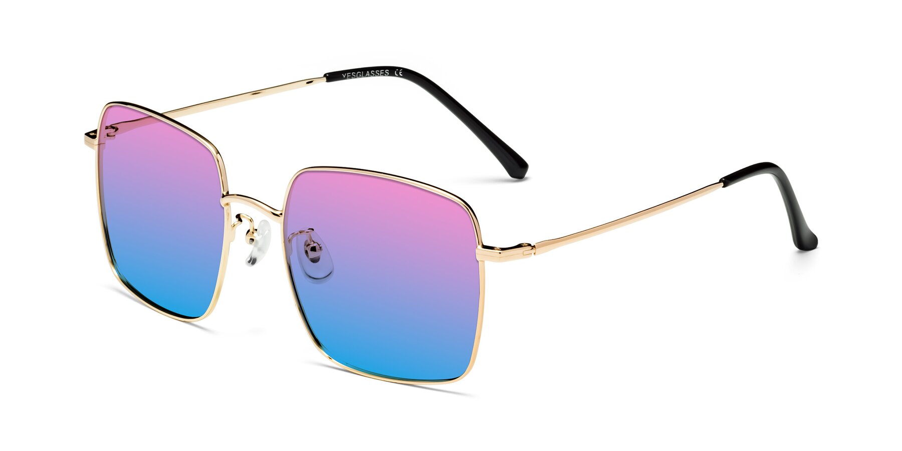 Angle of Billie in Gold with Pink / Blue Gradient Lenses