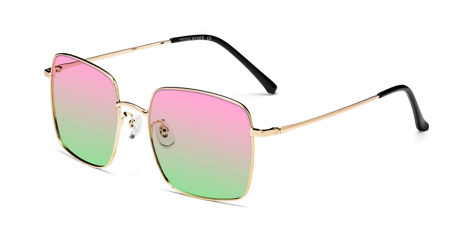 Angle of Billie in Gold with Pink / Green Gradient Lenses